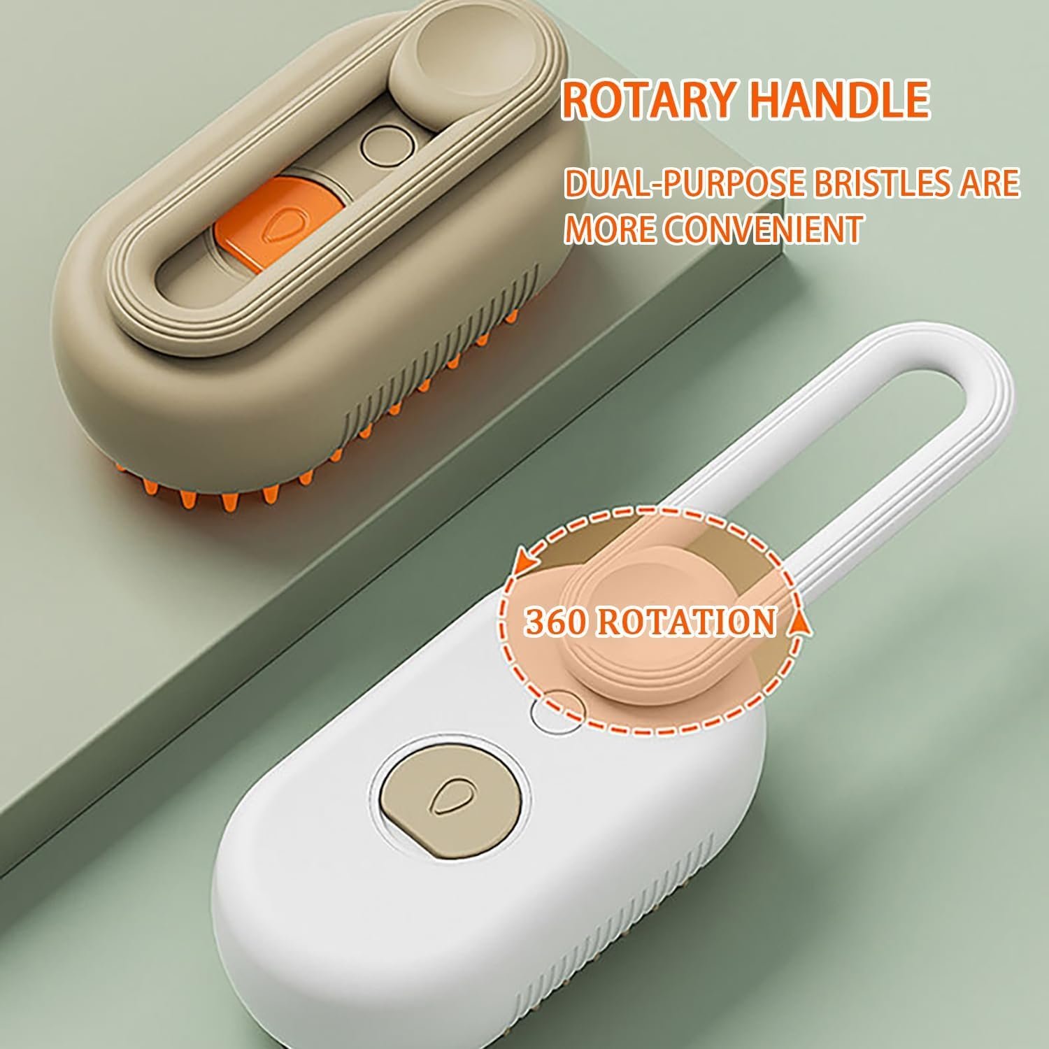 Teazys - Cloud Care Cat Brush, Teazys Cat Grooming Brush with Steam, 3-in-1 Self-Cleaning Cat Brush with 360° Rotating Arm, Detachable Silicone Bristle Head (1PC White) - Image 8