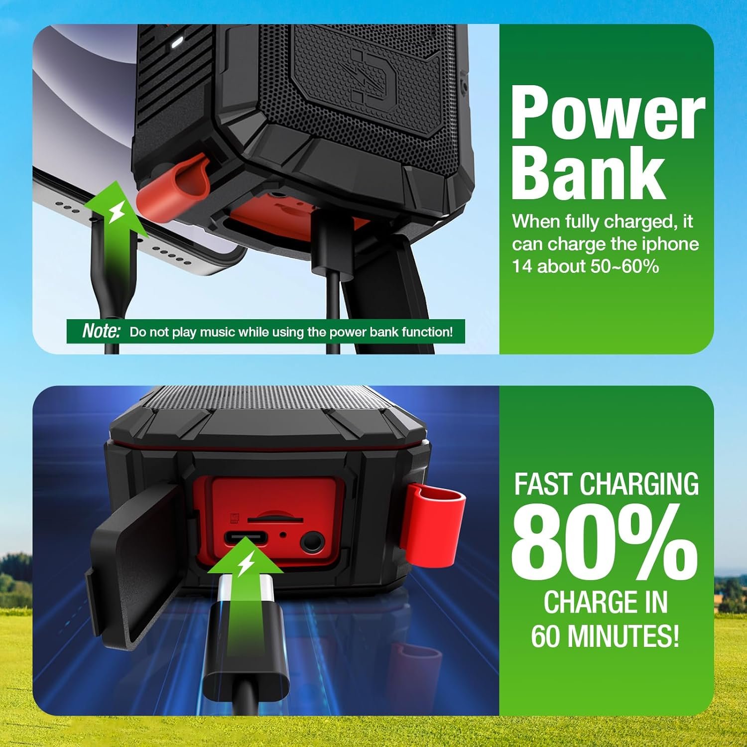 Pro Portable Magnetic Bluetooth Golf Speaker Wireless Waterproof IPX6/Shockproof 3rd Generation Magnetic Golf Speakers for Golf Cart 24Hour Battery Golf Accessories Golf Gifts(TWS & SD Card function) - Image 4