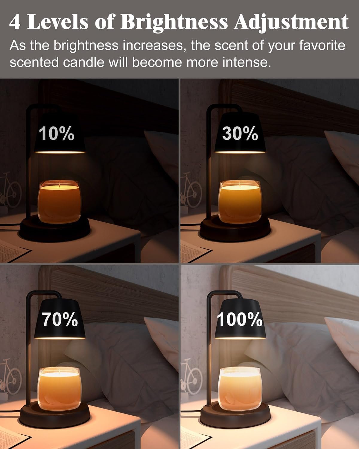 Black Candle Warmer Lamp with Timer and Dimmer for Jar Candles - Perfect Home Decor Gift for Women, Daughters, Moms - Includes 2 Bulbs - Image 4