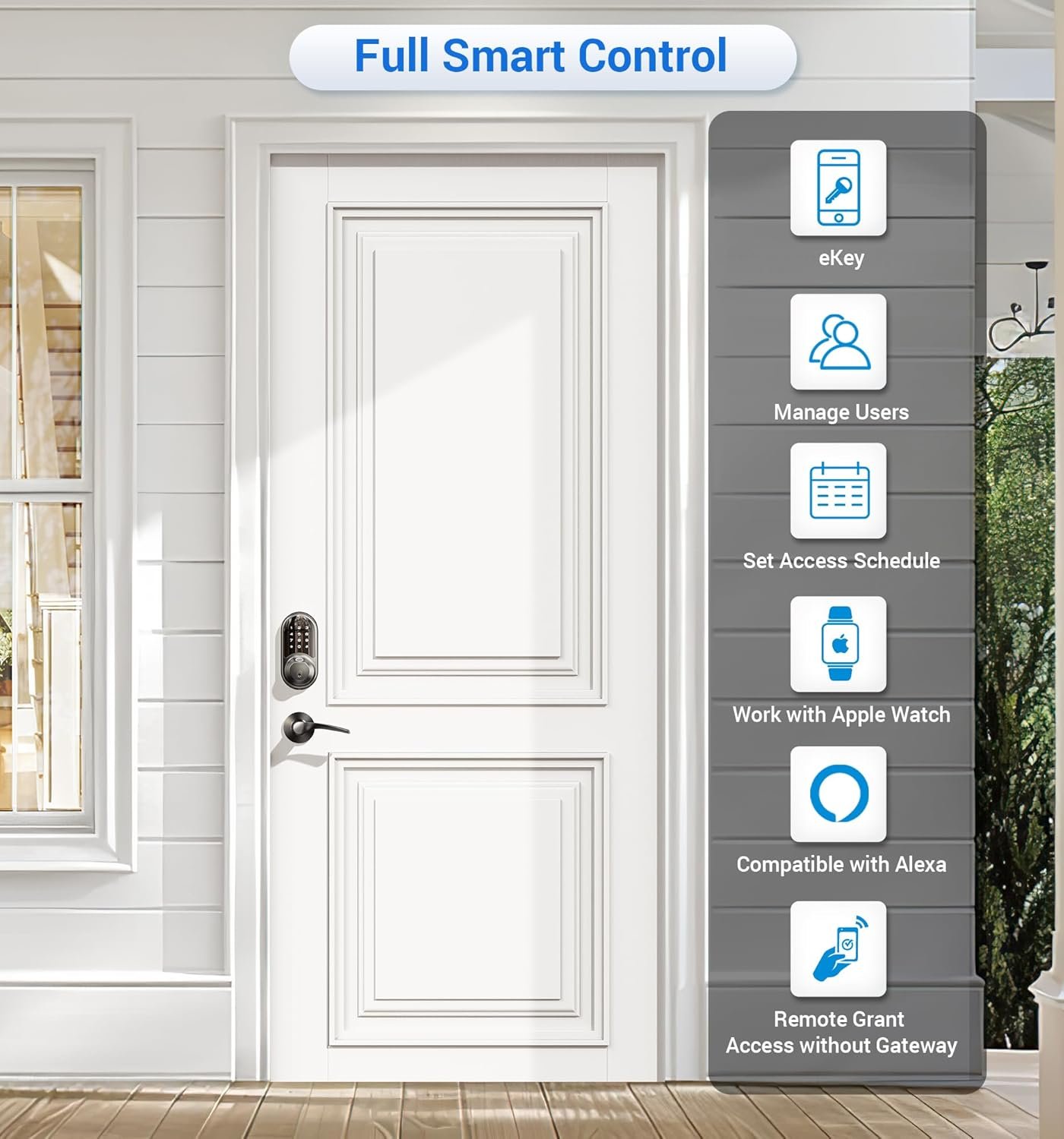 Veise Smart Locks for Front Door, 2 Lever Handles, Fingerprint Keyless Entry, App Control Biometric Door Lock Set, Electronic Digital Touchscreen Keypad Deadbolt, Easy Install, Auto Lock, Matte Black - Image 5