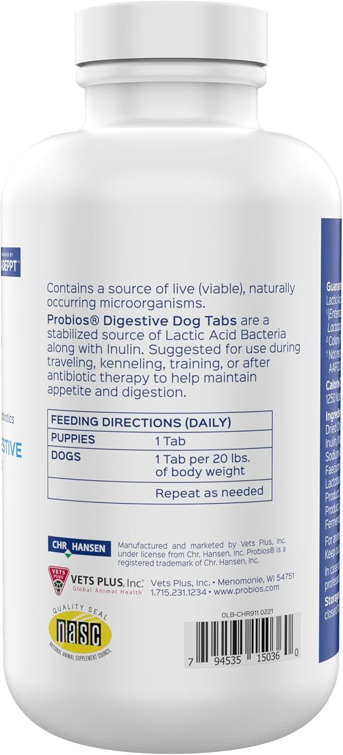 Probios Dog Digestive Support - Digestive Tablets with Probiotics for Dogs, Daily Pet Probiotics for Dogs, Liver Flavored, 180 Count, by Vets Plus - Image 4
