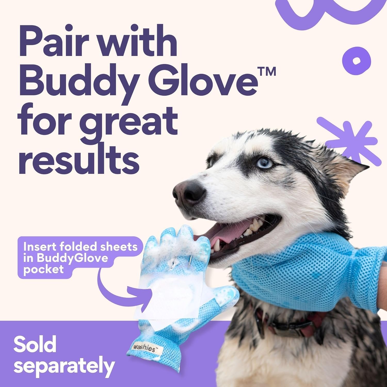 Dog Shampoo Sheets and BuddyGlove, 2X Washes Than Liquid, Water Activated Puppy Shampoo & Dog Bath Supplies (Washies Dog Shampoo Sheets (Lavender 30ct)) - Image 10