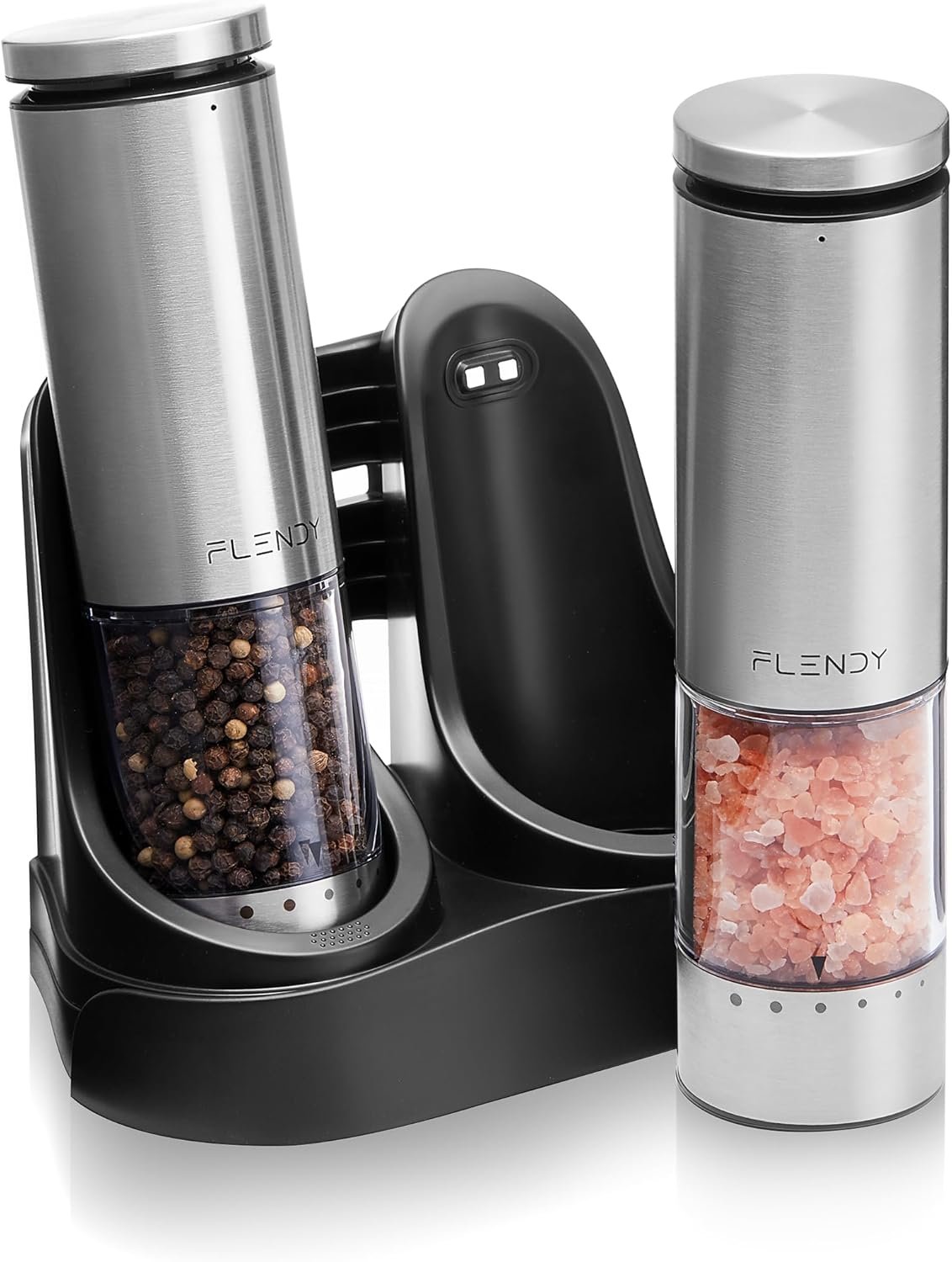 Electric Salt and Pepper Grinder Set Rechargeable, Automatic Salt and Pepper Grinder Set with Oversized Top Button, Stainless Steel Electric Salt and Pepper Shakers Set - Image 2