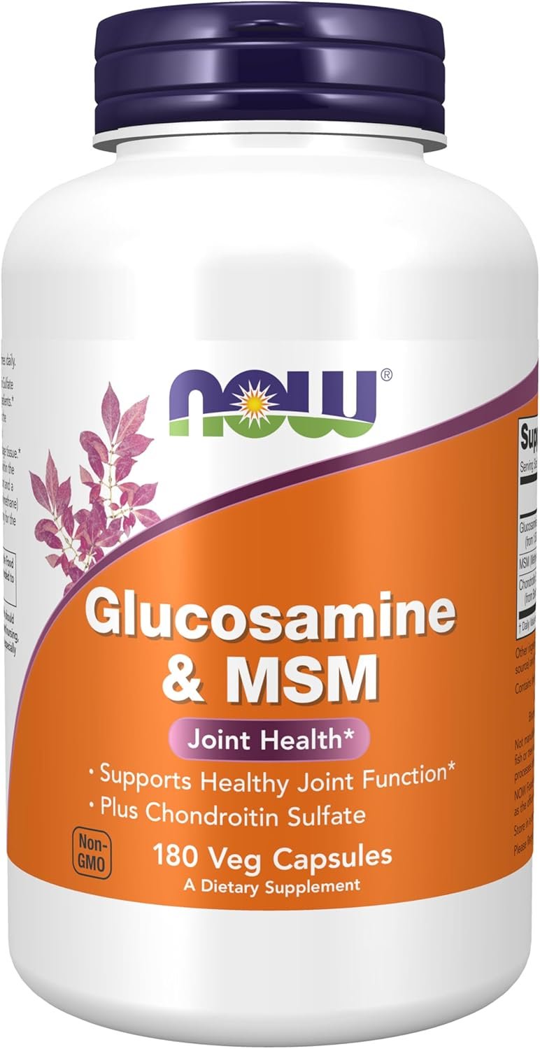NOW Foods Supplements, Glucosamine & MSM plus Chondroitin Sulfate, Joint Health*, 180 Veg Capsules - Image 2