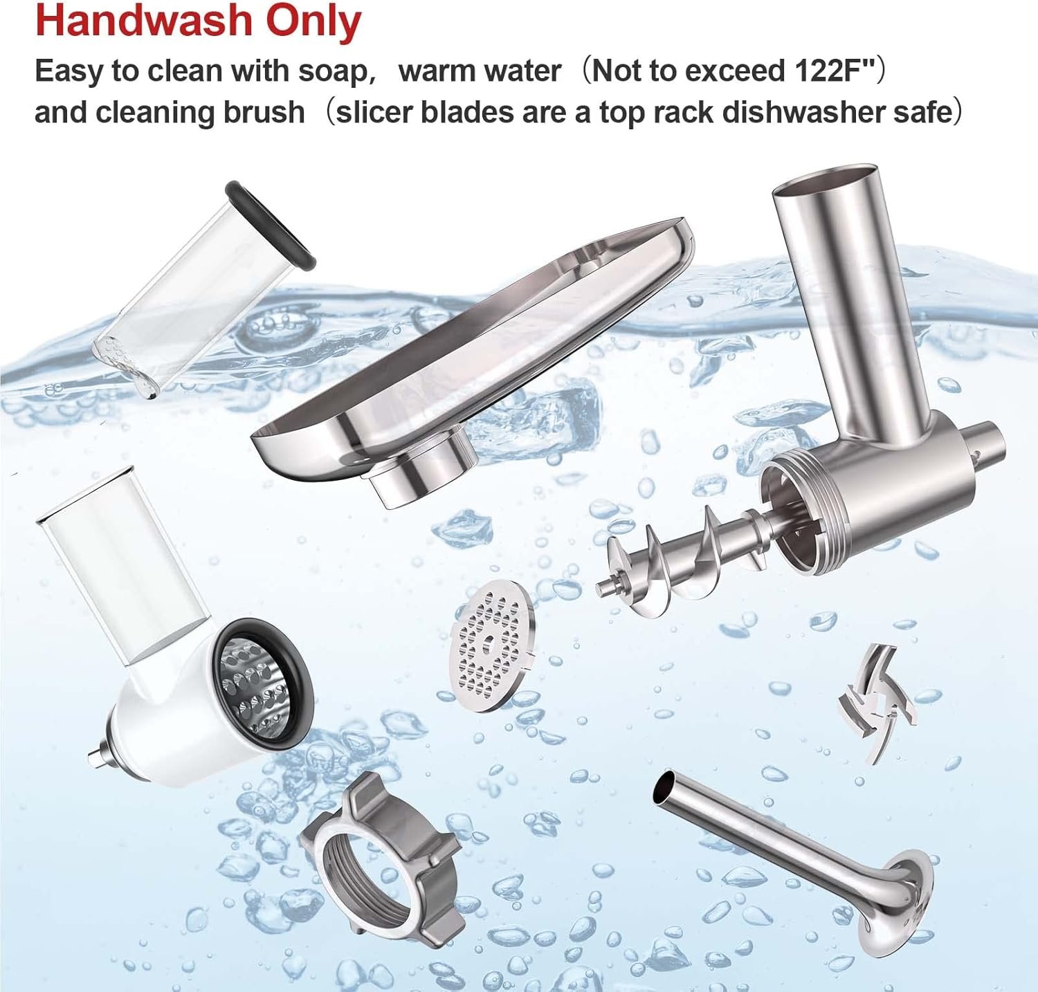 Meat Grinder & Slicer Shredder Attachments for KitchenAid Stand Mixer, Meat Grinder with Sausage Stuffer Tubesand and Slicer Shredder Set, 2 Pcs Attachment Set for KitchenAid Mixers By Cofun - Image 9