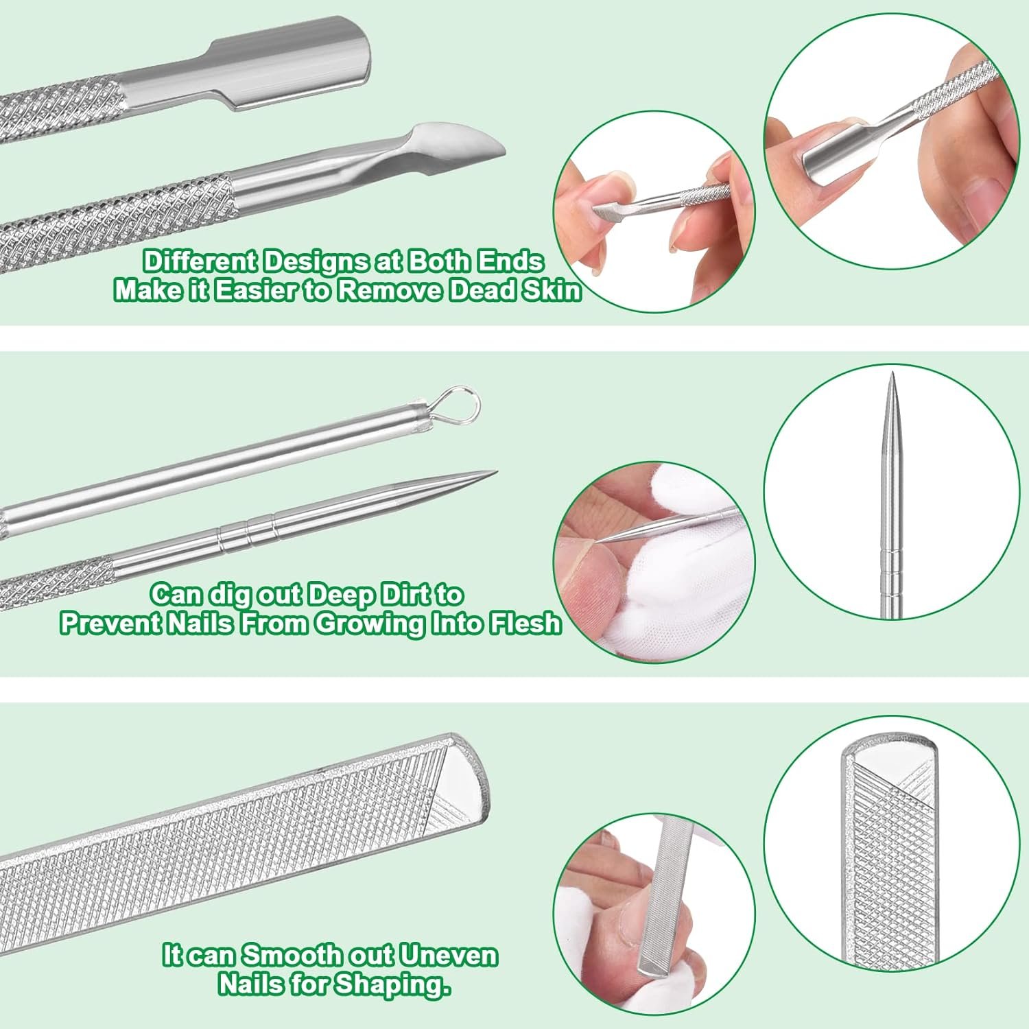 6-Pack Ingrown Toenail File and Lifters, Professional Surgical Stainless Steel Ingrown Toenail Removal Tool Kit, Manicure Treatment Pedicure Tools for Feet Under Nail Cleaner Correction Polish Pain - Image 6