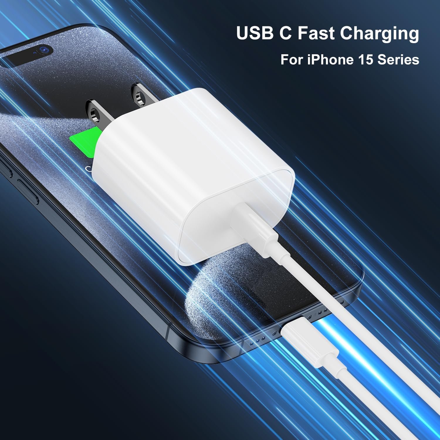 iPhone 16 15 Charger Fast Charging and 6ft 10ft USB C to C Cable Cord Long, Type C Block for Apple iPhone 16 Pro Max/16/15 Plus/15 Pro Max/15, iPad 12.9/11 inch/Air/Mini/6 Gen,Wall Plug Cube Brick Box - Image 3