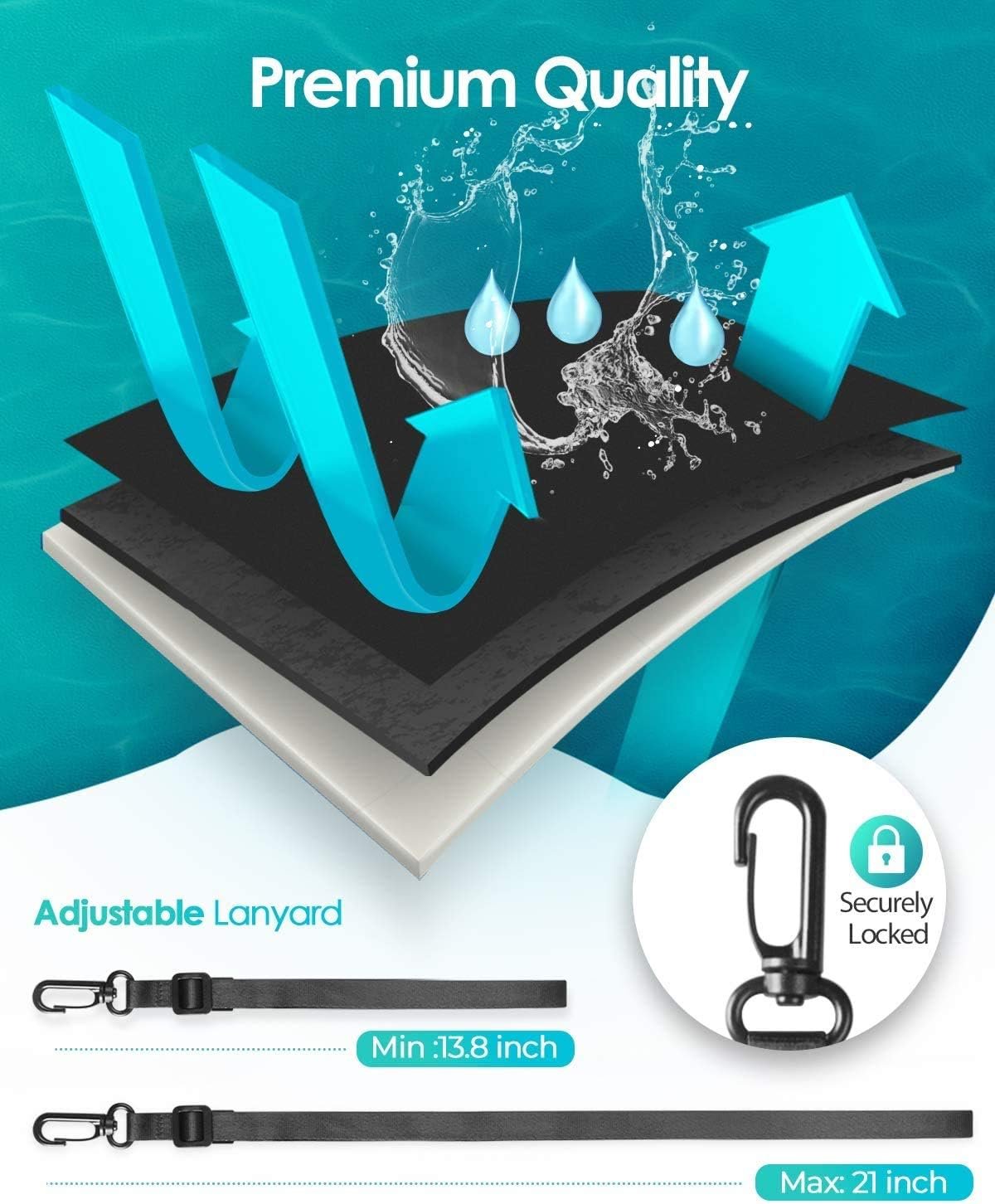 Hiearcool Waterproof Phone Pouch,Underwater Phone Cases Compatible for iPhone 16 15 14 13 Pro Max,Waterproof Dry Bag for Cruise Travel Essentials Phone Water Protector Pouch-Black&Bright Red-2Pack - Image 4