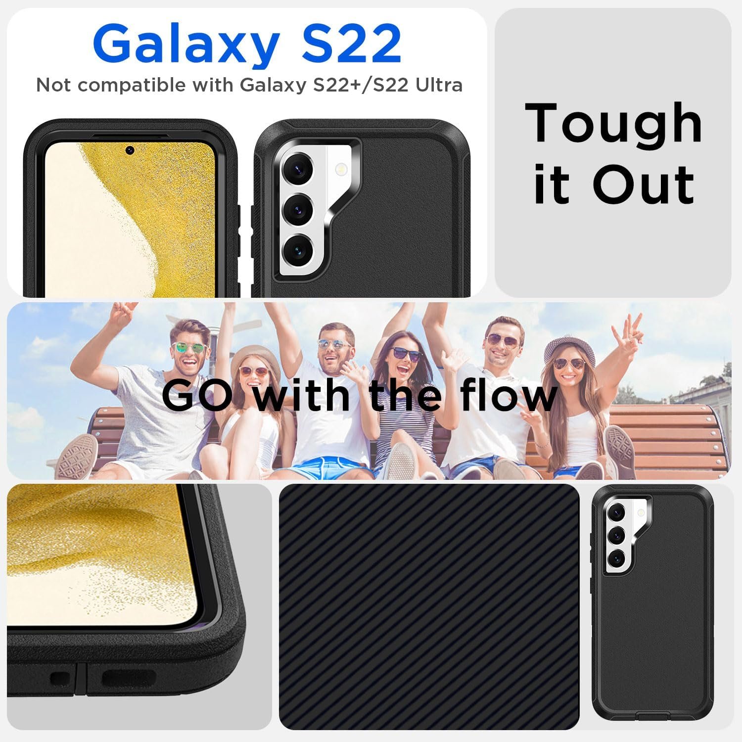 AICase for Samsung Galaxy S22 Case with Screen Protector,Heavy Duty Drop Protection Full Body Rugged Shockproof/Dust Proof Military Protective Tough Durable Phone Cover for Samsung S22 6.1“_5 - Image 3