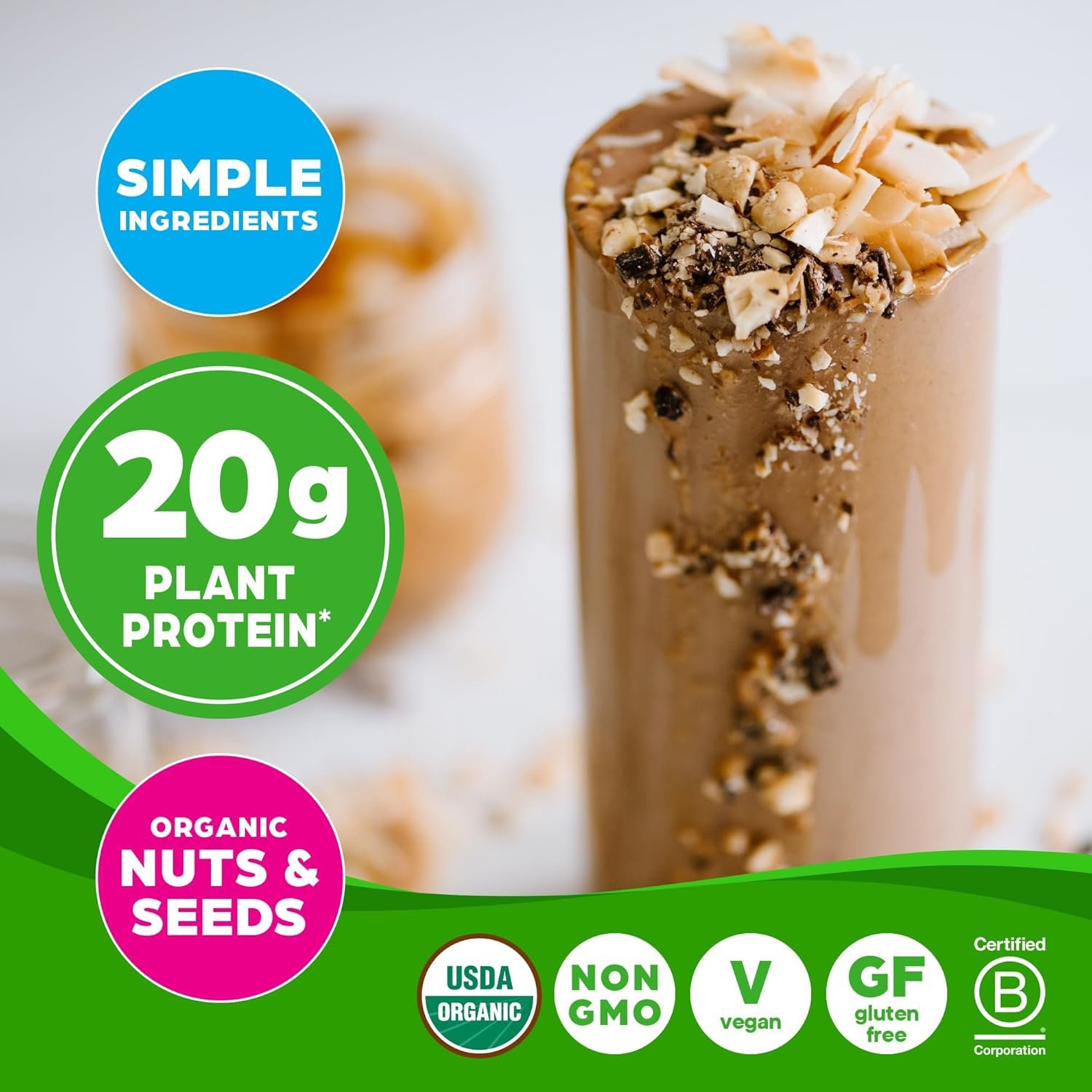 Orgain Organic Simple Vegan Protein Powder, Peanut Butter - 20g Plant Based Protein, With less Ingredients, No Artificial Sweeteners, Gluten Free, No Lactose Ingredients, 1.25 lb (Packaging May Vary) - Image 4