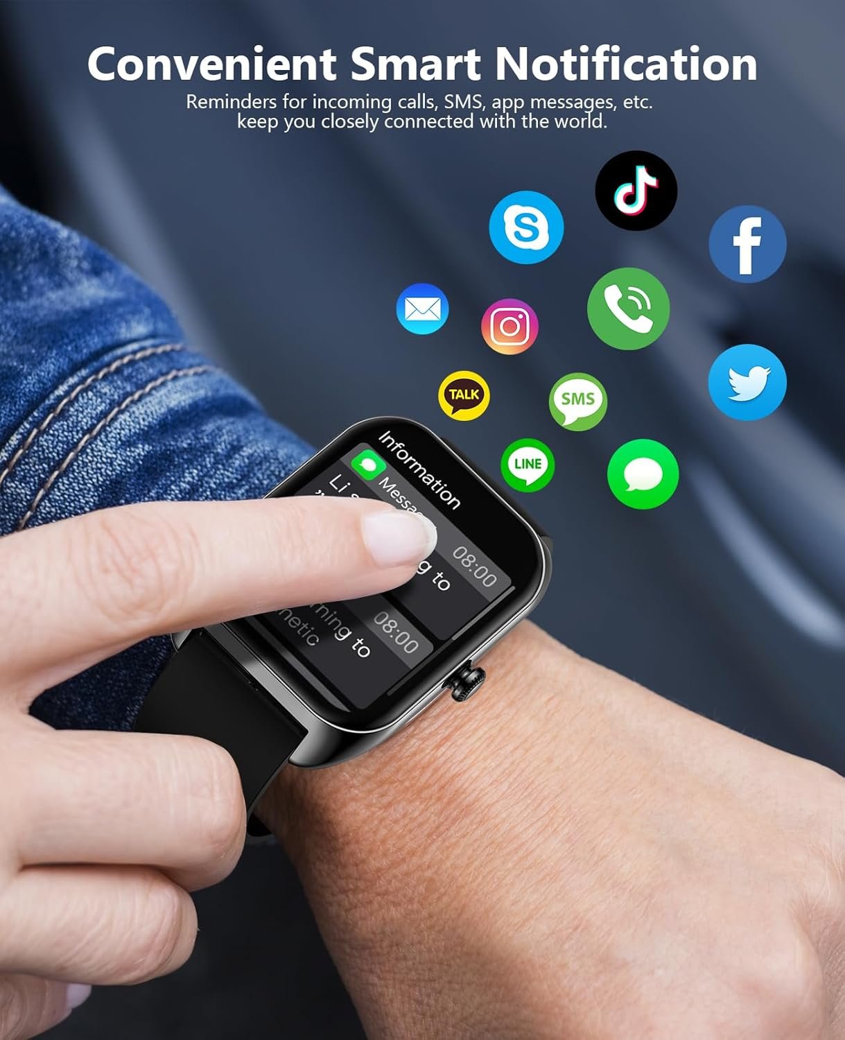 Smart Watch(Answer/Make Call), 2.02" Smartwatch with Blood Oxygen Heart Rate Sleep Monitor, IP68 Waterproof Fitness Tracker 100+ Sports Modes Compatible with iOS Android for Men Women - Image 3