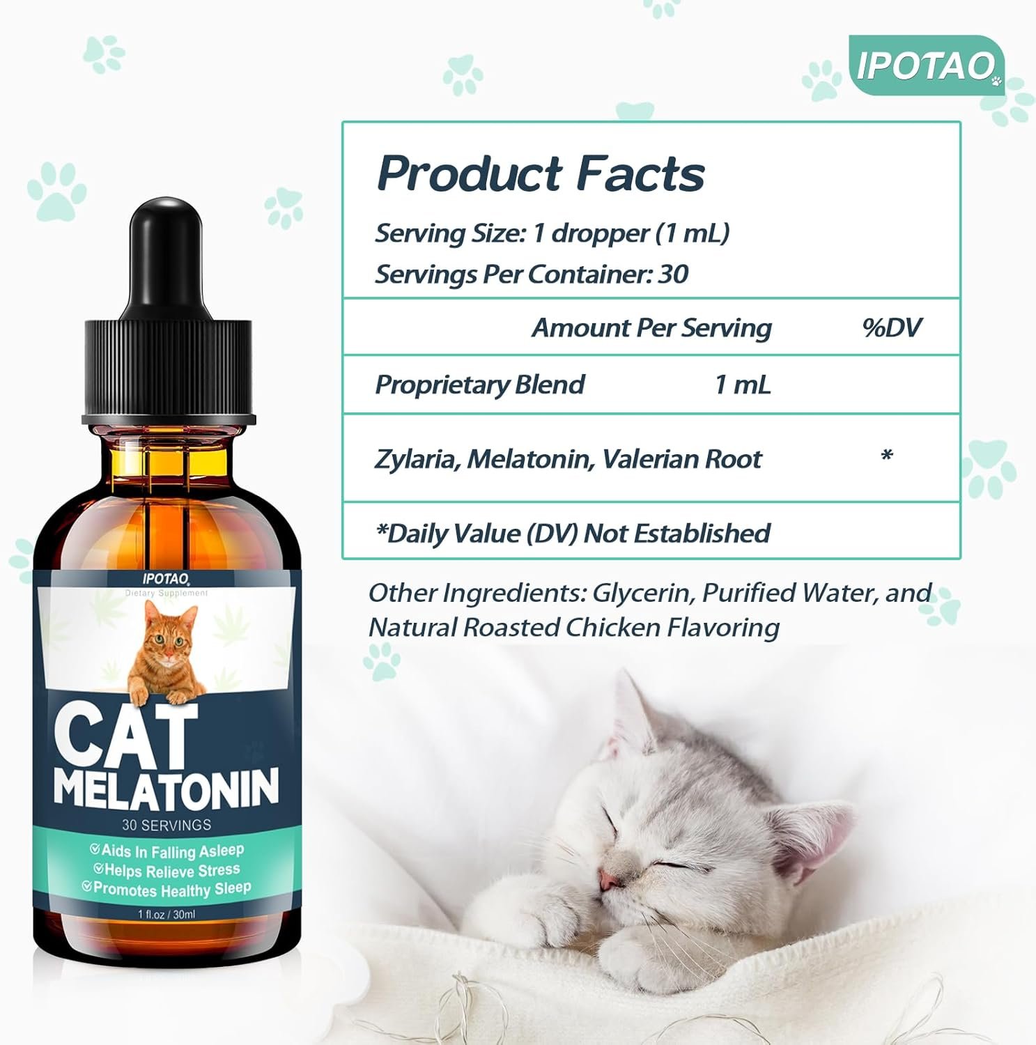 Cat Melatonin - Cat Calming Products for Stress & Anxiety Relief, Melatonin for Cats' Sleep Aid, Cat Relaxer Calming Drops, Support Restful Sleep for Your Cat, 1 fl oz - Image 3