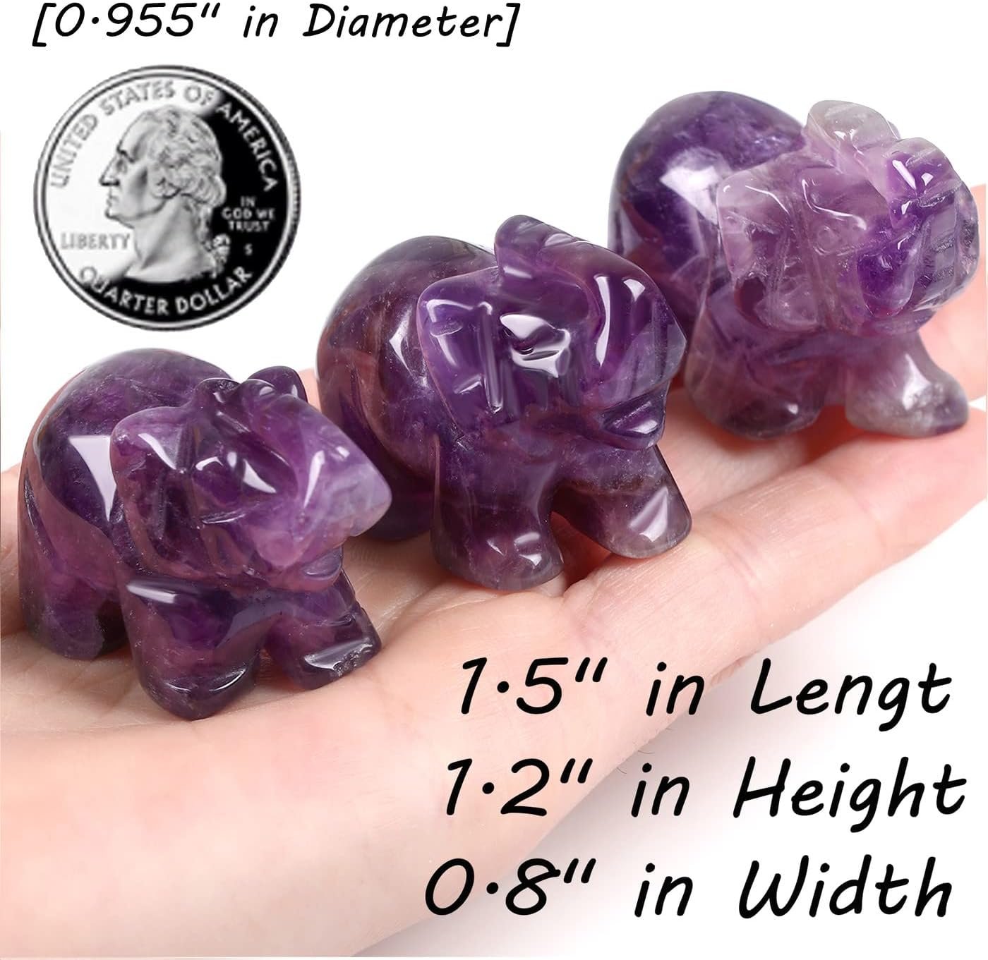 QINJIEJIE Amethyst Elephant Decor Statue Crystals Healing Stones Crystal Pocket Figurines Cute Hand Carved Sculpture Gemstones Spiritual Home Office Desk Purple Decor Elephant Gifts for Women - Image 4