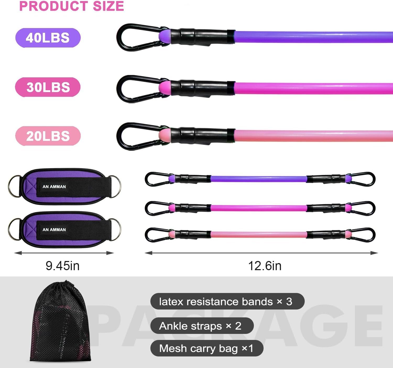 Ankle Resistance Bands Set with Cuff, Leg Glute/Butt Workout Essentials for Women, Equipment at Home Gym FM005 - Image 8