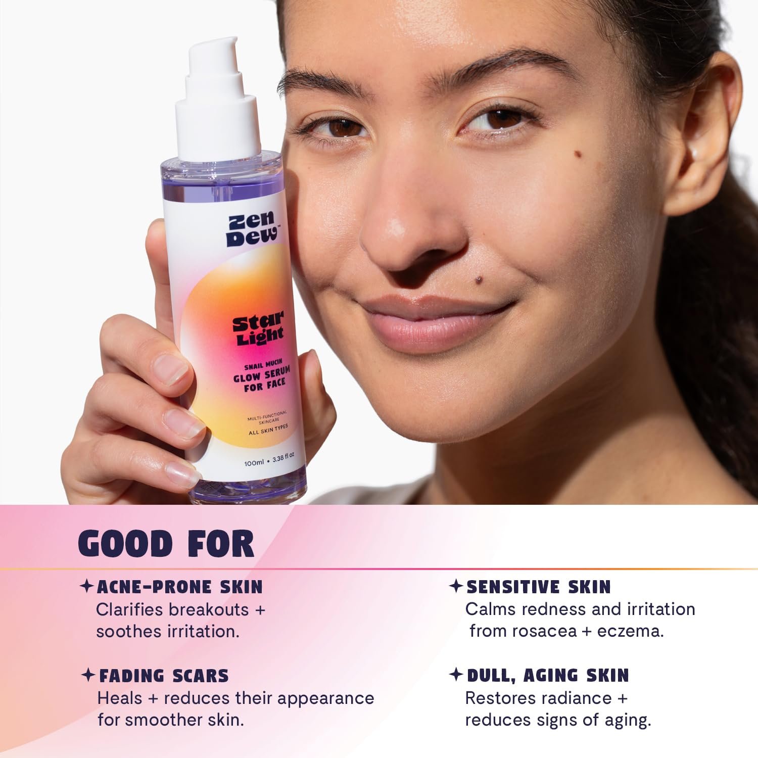 97% Snail Mucin Serum, Star Light by Zen Dew | Non-Sticky Snail Serum to Smooth, Brighten, Hydrate, Skin Repair | Cruelty Free, Made in S. Korea, 3.38 Fl Oz - Image 3