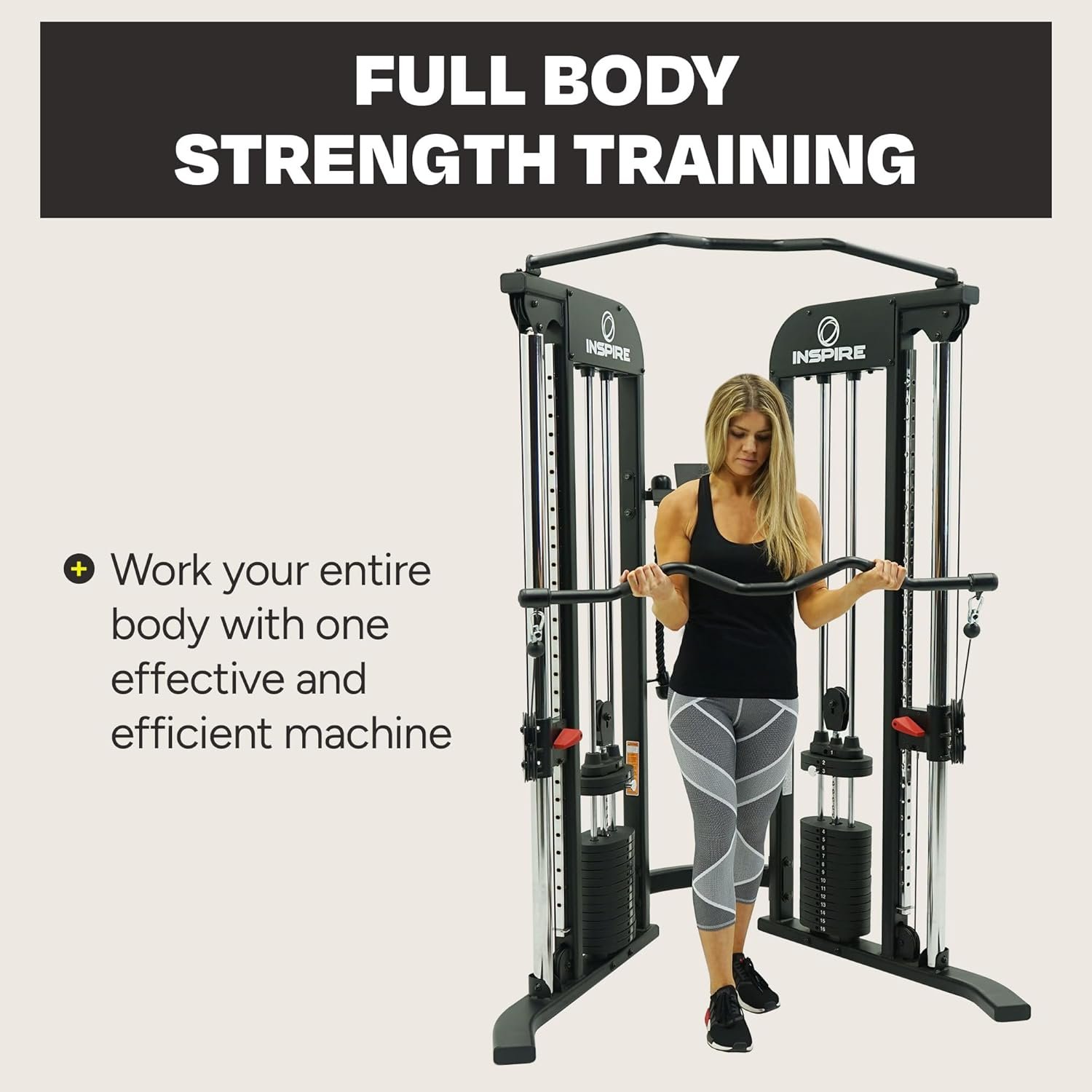 Inspire Fitness FTX Functional Trainer - Compact at Home Workout Machine with Accessories - Space Saving Design - Home Gym Cable Machine and Two 165 lb Weight Stacks - Image 4