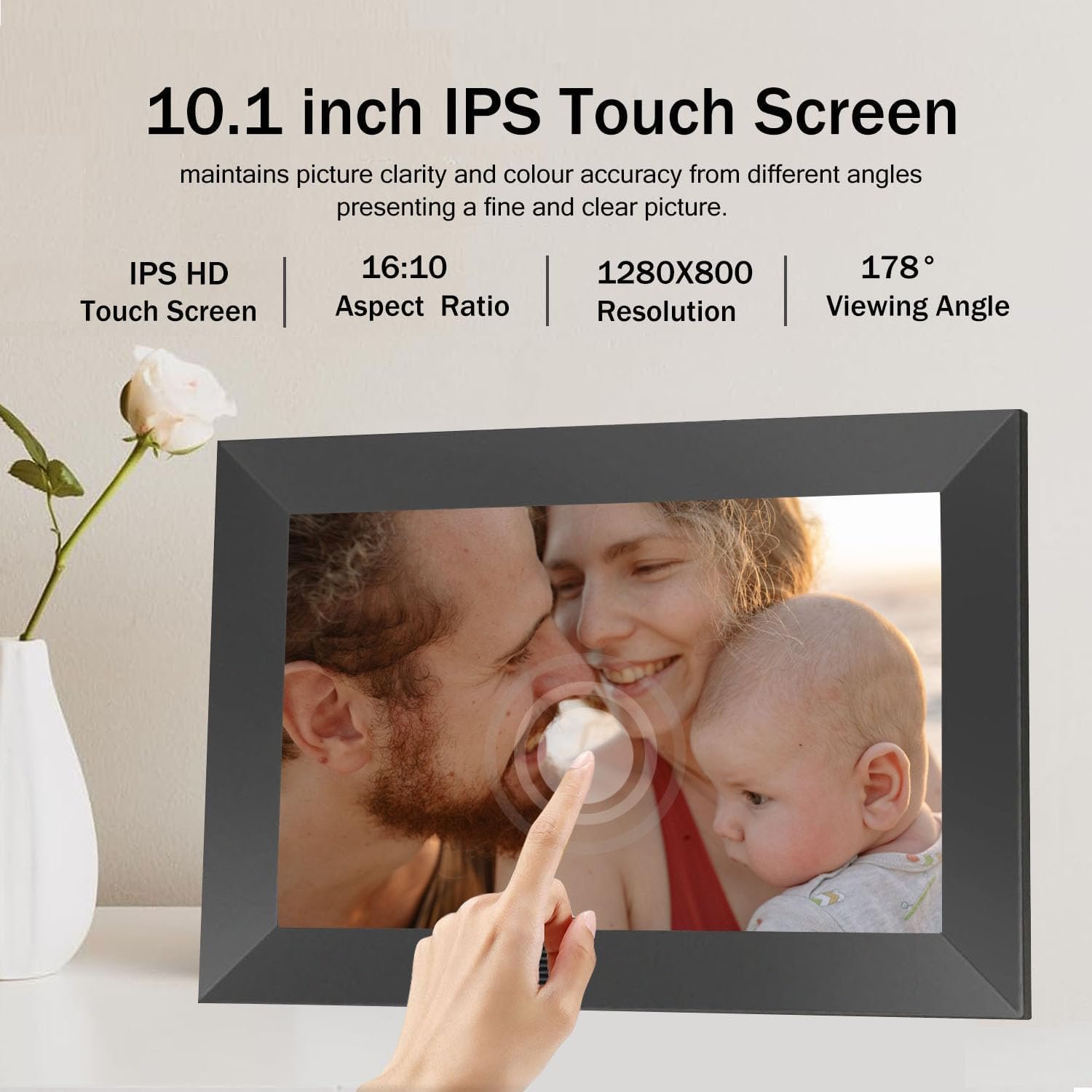 10.1 Inch Smart WiFi Digital Picture Frame 1280x800 HD IPS Touch Screen Photo Frame Electronic,Auto Rotate,Built-in 32GB Storage-Send Photos from Your Phone,Great Gifts - Image 4