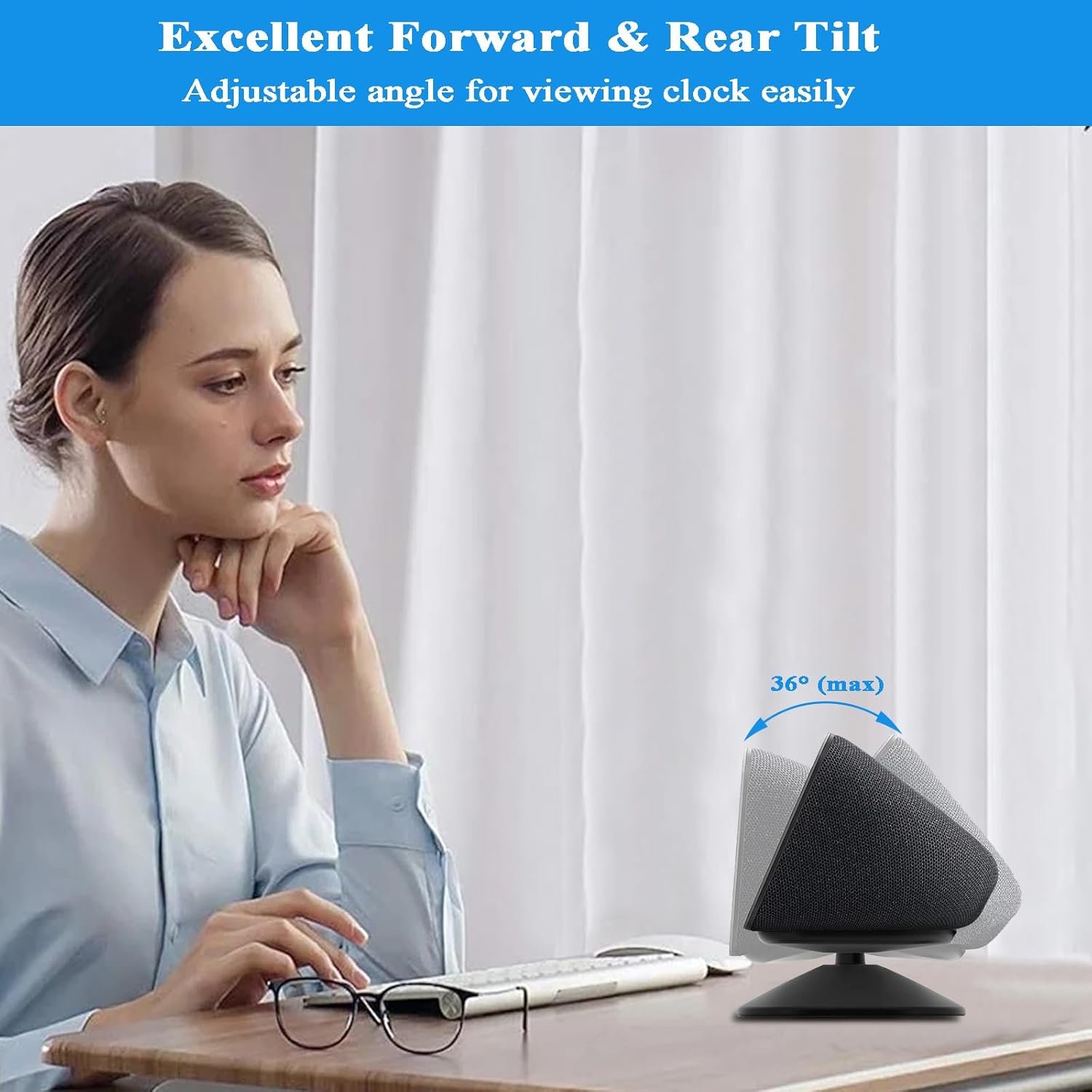 Adjustable Stand for All-new Echo Show 8 (3rd Gen, 2023 release), Smart Display Magnetic Stand Mount Compatible with Echo Show 8 (3rd Gen), with 360 Degree Rotation Tilt and Anti-Slip Base (Black) - Image 4