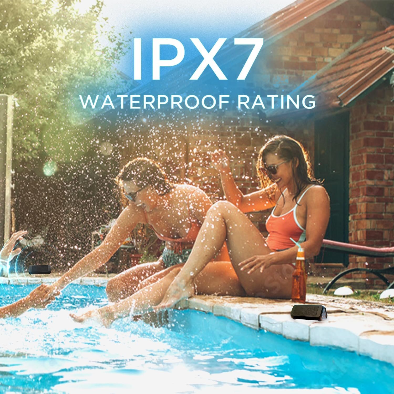 OontZ Ultra Bluetooth Speaker, Dual Edition Waterproof Bluetooth Speaker, Aux input, 14 Watts, Surround Sound, Rich Bass, Portable Wireless Speaker, Indoor Outdoor Speaker 20 hrs playtime (Black-Dual) - Image 4