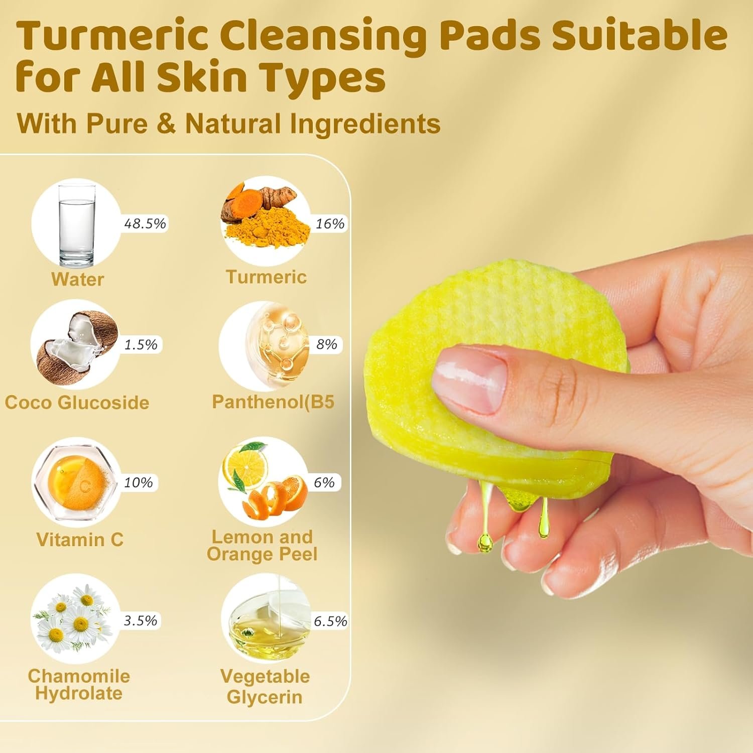 Turmeric Soap Bar Turmeric Face Clay Mask Turmeric Cleansing Pads, Vitamin C Facial Mask for Pores, Honey Tumeric Soap for all skin type, Turmeric Exfoliating Pads Turmeric Face Wash - Image 4