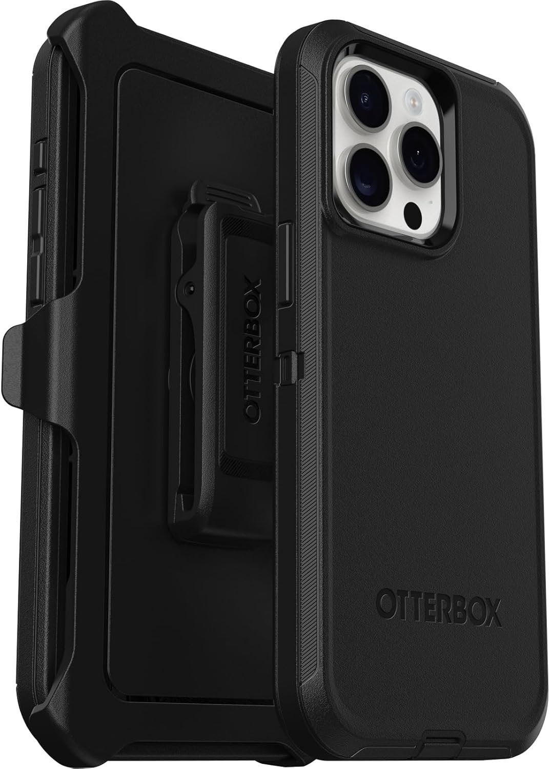 OtterBox iPhone 15 Pro MAX (Only) Defender Series Case - BLACK, screenless, rugged & durable, with port protection, includes holster clip kickstand (ships in polybag, ideal for business customers) - Image 2