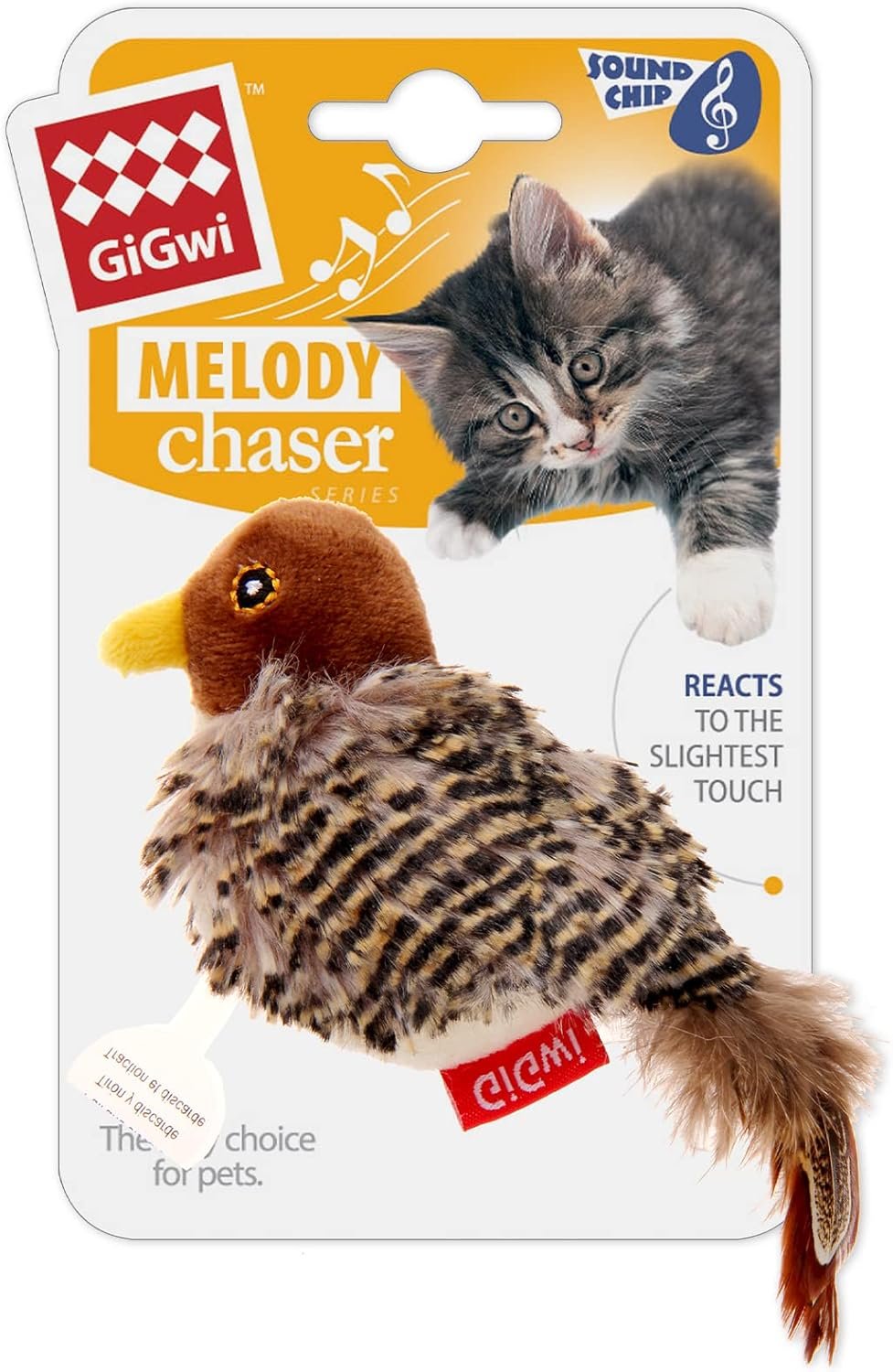 Gigwi Interactive Electronic Cat Toy (Not Flapping), Automatic Chirping Bird Cat Toy Squeaky with Feather Tail, Melody Chaser Toy Bird for Cats to Play Alone, Play and Squeak Kitten Toy for Boredom - Image 9