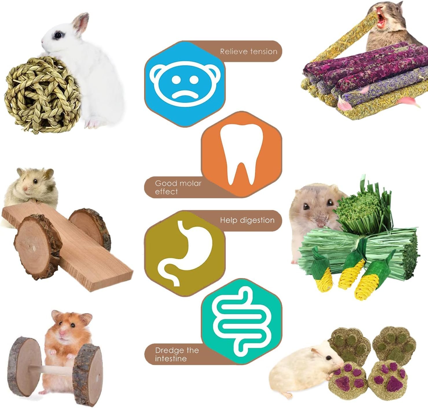 Guinea Pigs Toys, Wooden Rabbit Toys, Bunny Toys for Exercise Molar Teeth Care, Best Choose for Gerbils, Rats, Birds, and Other Small Pets - Image 6
