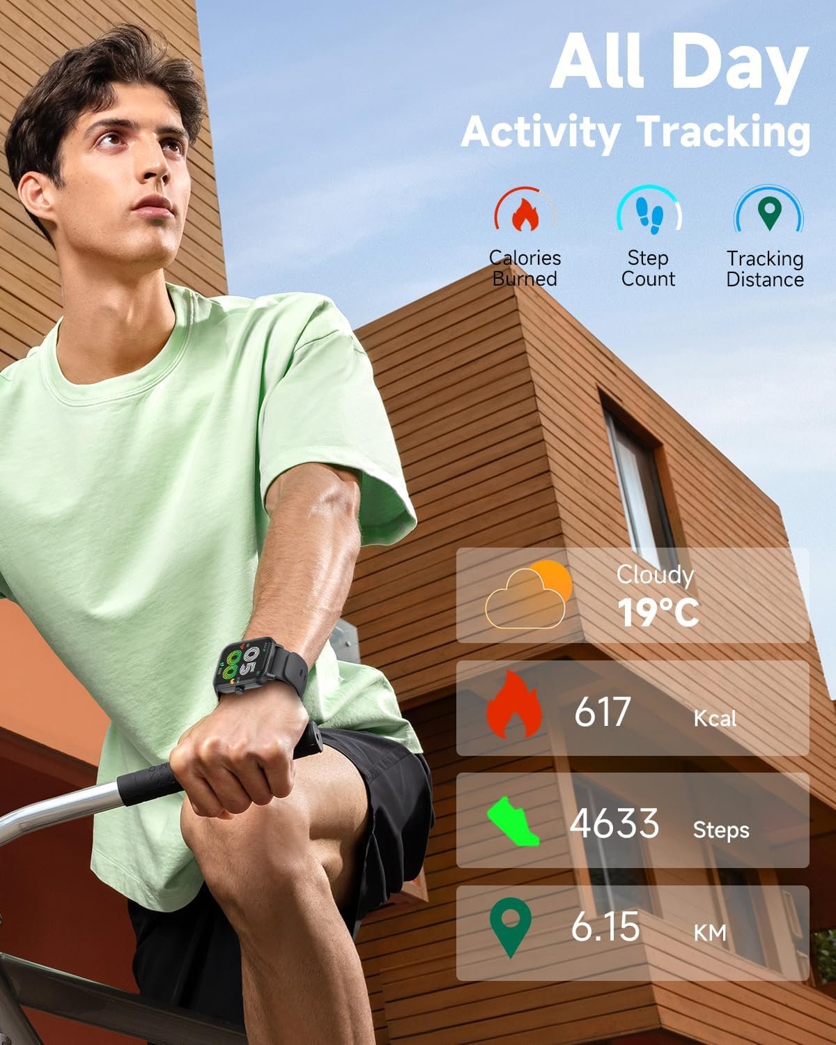 Fitness Smart Watch with Alexa for Women Men, 24/7 Heart Rate, Blood Oxygen, Stress and Sleep Tracker,100 Sports Modes, 5ATM Waterproof Activity Trackers and Smart Watches - Image 3