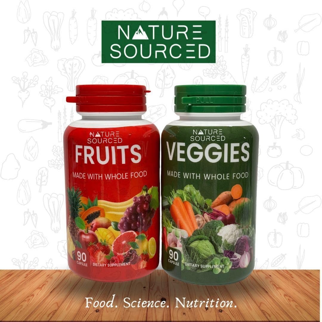Whole Food Supplement containing Superfood Fruits and Vegetables for Women, Men, and Kids - 90 Fruit Capsules, 90 Veggie Capsules - 1 Complete Set, Red & Green - Image 5