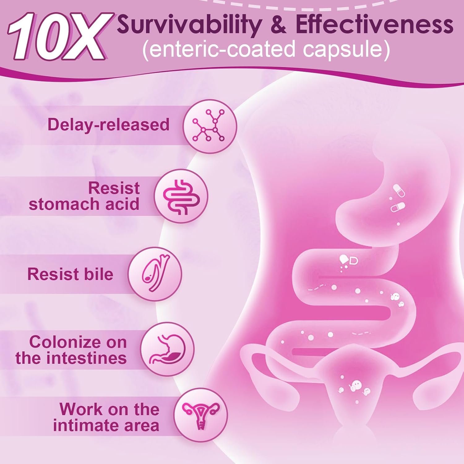 Probiotics for Women Digestive Health, 100 Billion CFUs Probiotic with Digestive Enzymes & Prebiotics, Vaginal Probiotics with Cranberry for Urinary Tract Health, pH Balance, 180 Veggie Capsules - Image 6