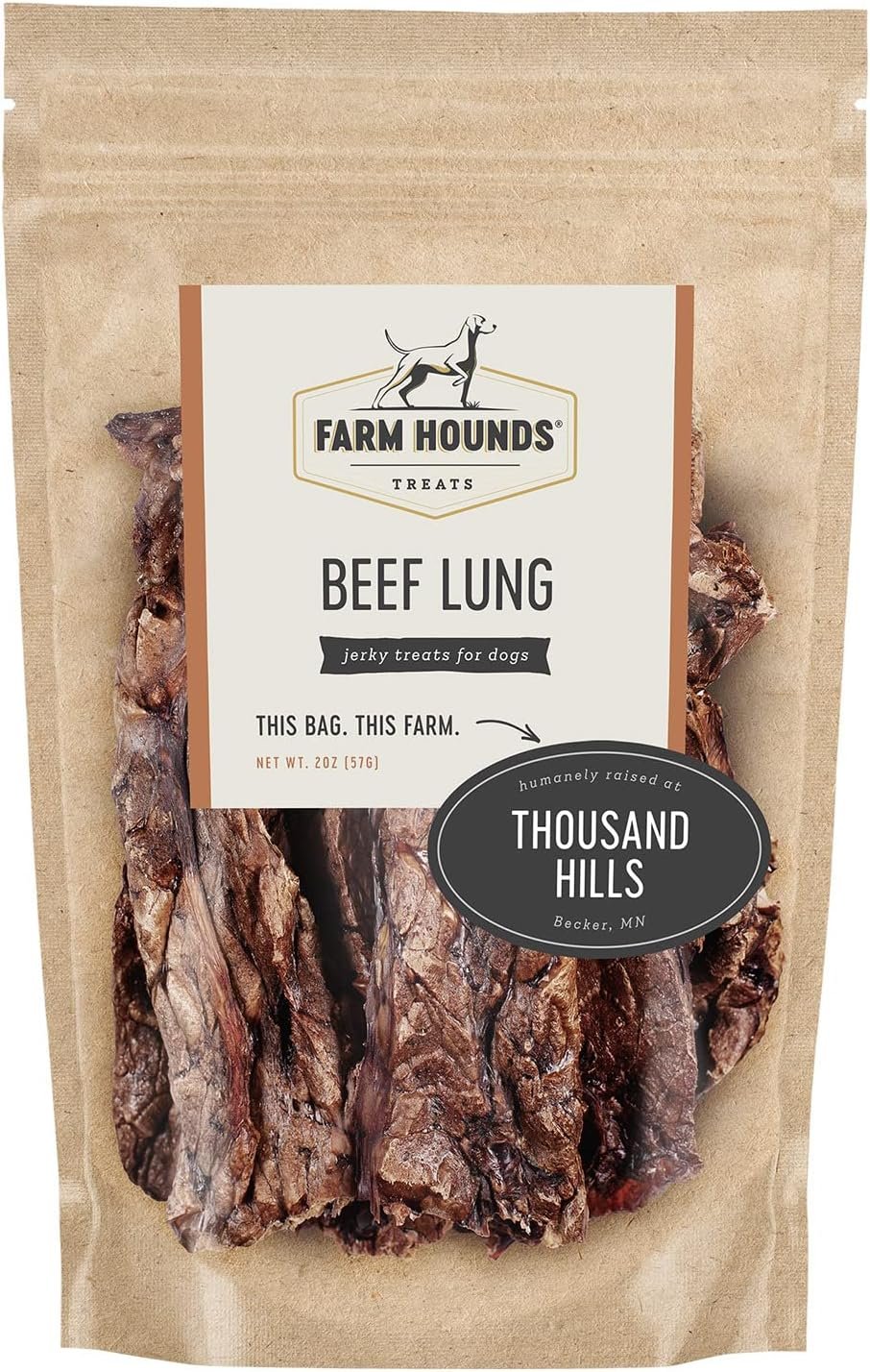 Farm Hounds - Beef Lung - Premium Natural Beef Lung Jerky for Dogs - Made from 100% Humanely Raised Cattle - Organ Treat - Great for Training & Treats - No Added Fillers - Made in USA - 2 oz - 1 Pack - Image 2