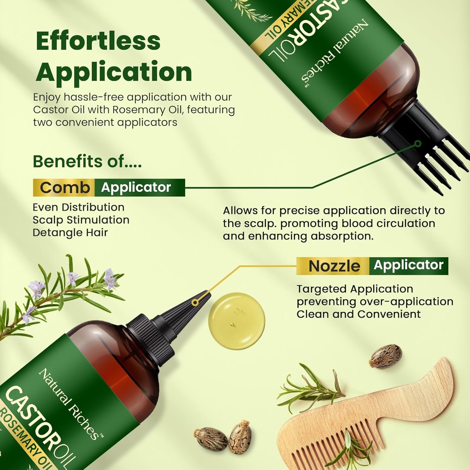 Natural Riches Castor Oil with Rosemary Oil, 8 fl oz, For Stronger, Fuller and Thicker Hair Growth Handcraft Blends Organic Castor Oil with Rosemary Oil Premium Grade hair treatment. - Image 9