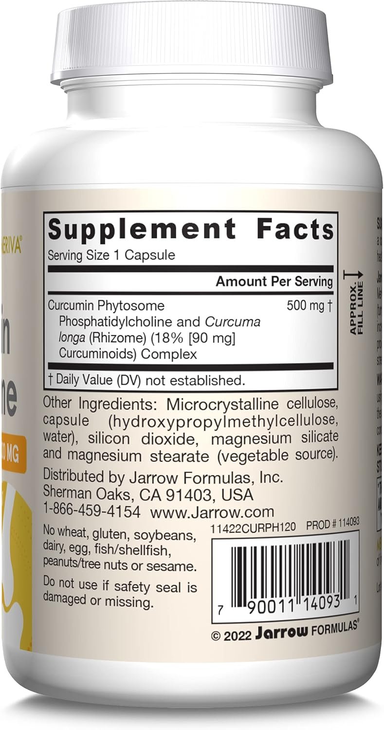 Jarrow Formulas Curcumin Phytosome 500 mg - 120 Veggie Capsules - Formulated with Meriva - Antioxidant Support Supplement - Joint Health & Support - 60 Servings - Image 10