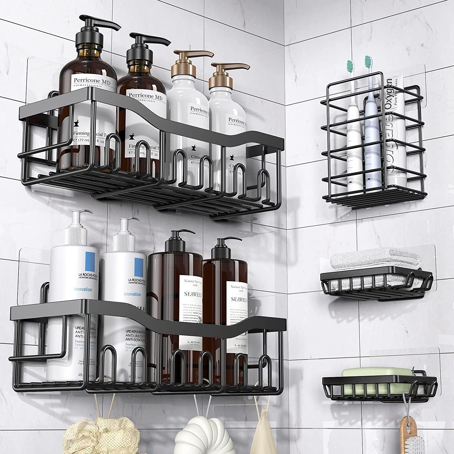 14PCS Shower Caddy Adhesive Replacement,Shower Shelves Adhesive Strip Pad Shower Organizer Sticker Replacement Bathroom Heavy Duty Strong Sticky Wall Adhesive No Drilling Strong Transparent Adhesive - Image 7
