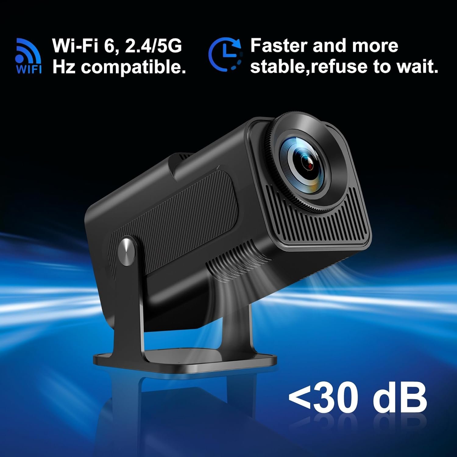 Allesin Mini Smart Projector with wifi and bluetooth, Full HD 1080P proyector 4K Supported 18000 Lumen, Auto Keystone Ceiling Projector Focu 270 Degree Rotation, Projector with Android11.0, Black - Image 9