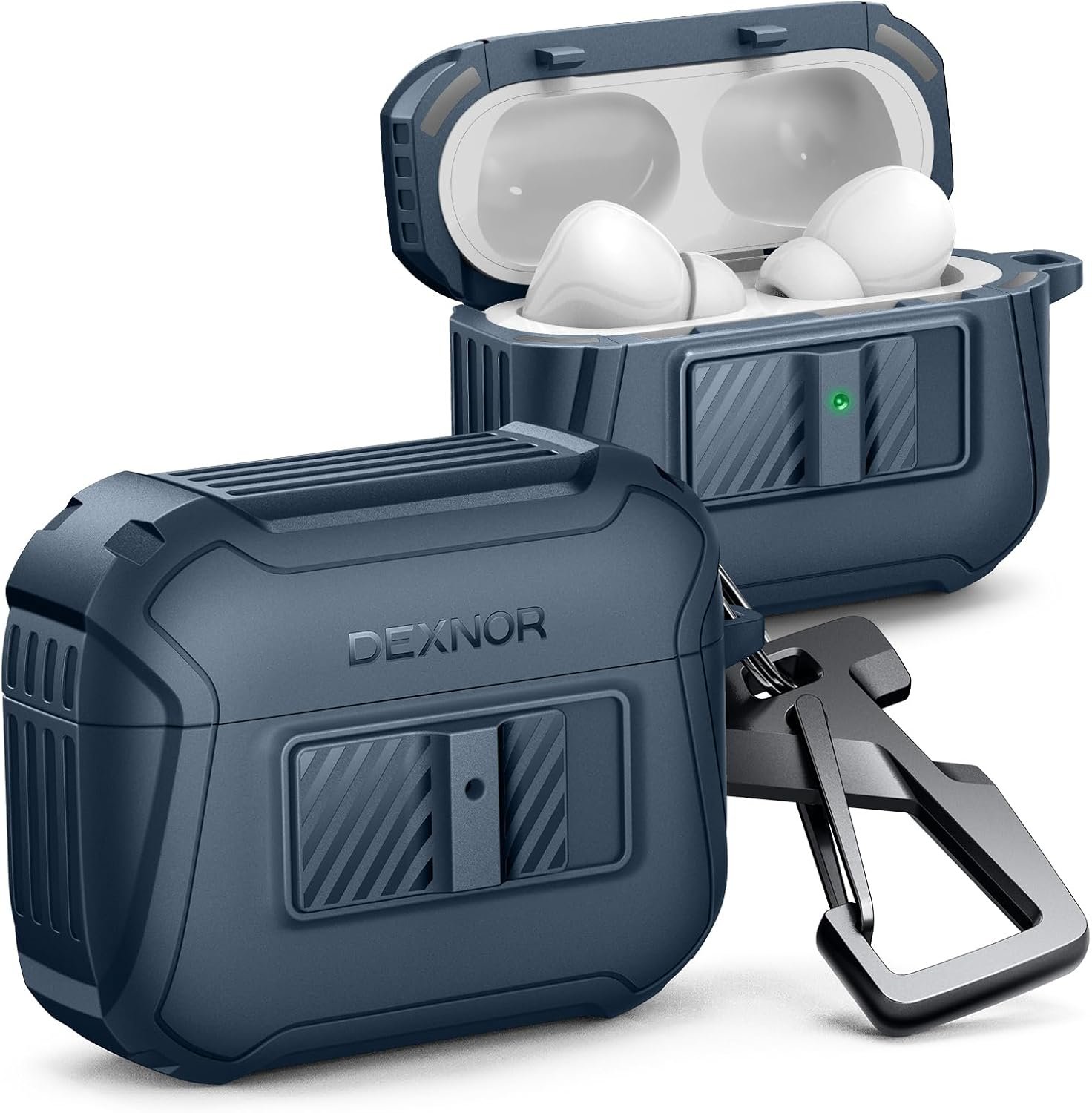 Dexnor Magnetic Case for AirPods Pro 2nd/1st Generation (2023/2022/2019), Compatible with MagSafe, Drop-Proof Lock Full-Body Shockproof Hard Protective Cover Rugged Bumper Cases Blue - Image 2