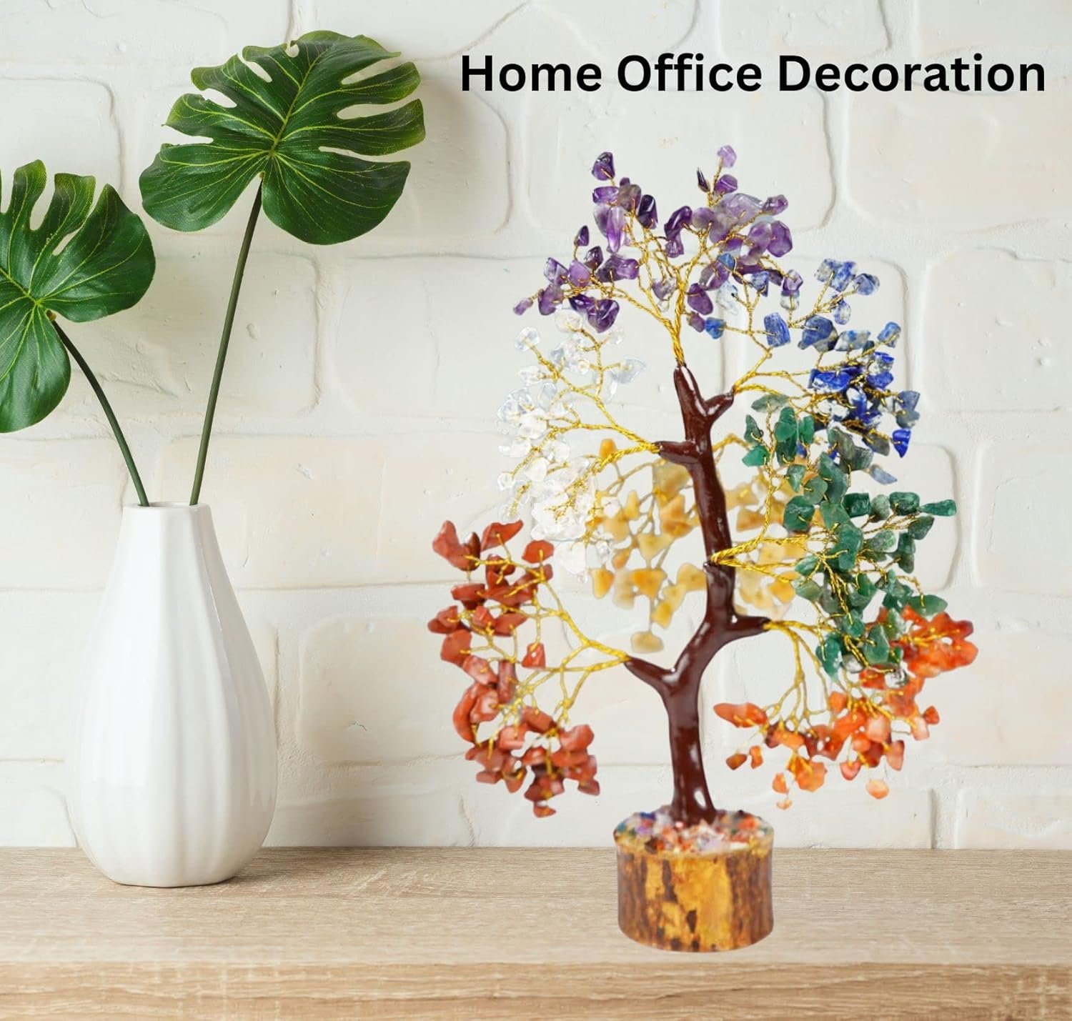 Crystals and Healing Stones - Healing Money Tree - Bonsai Tree - Seven Chakra Tree of Life - Seven Chakra Stones - Feng Shui Decor & Artificial Bonsai Tree - Good Luck Gifts for Women 10-12 Inch - Image 3