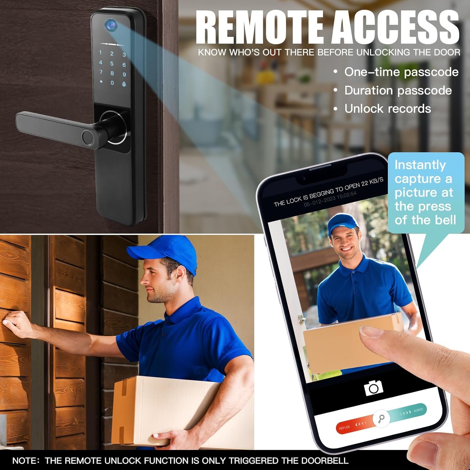 Geiserailie Smart 3-in-1 Lock, Black, Keyless with Fingerprint Recognition, 4 Access Cards, 2 Keys, 1 Instruction Manual, 1 Operation Video, 1 Screwdriver - Image 6