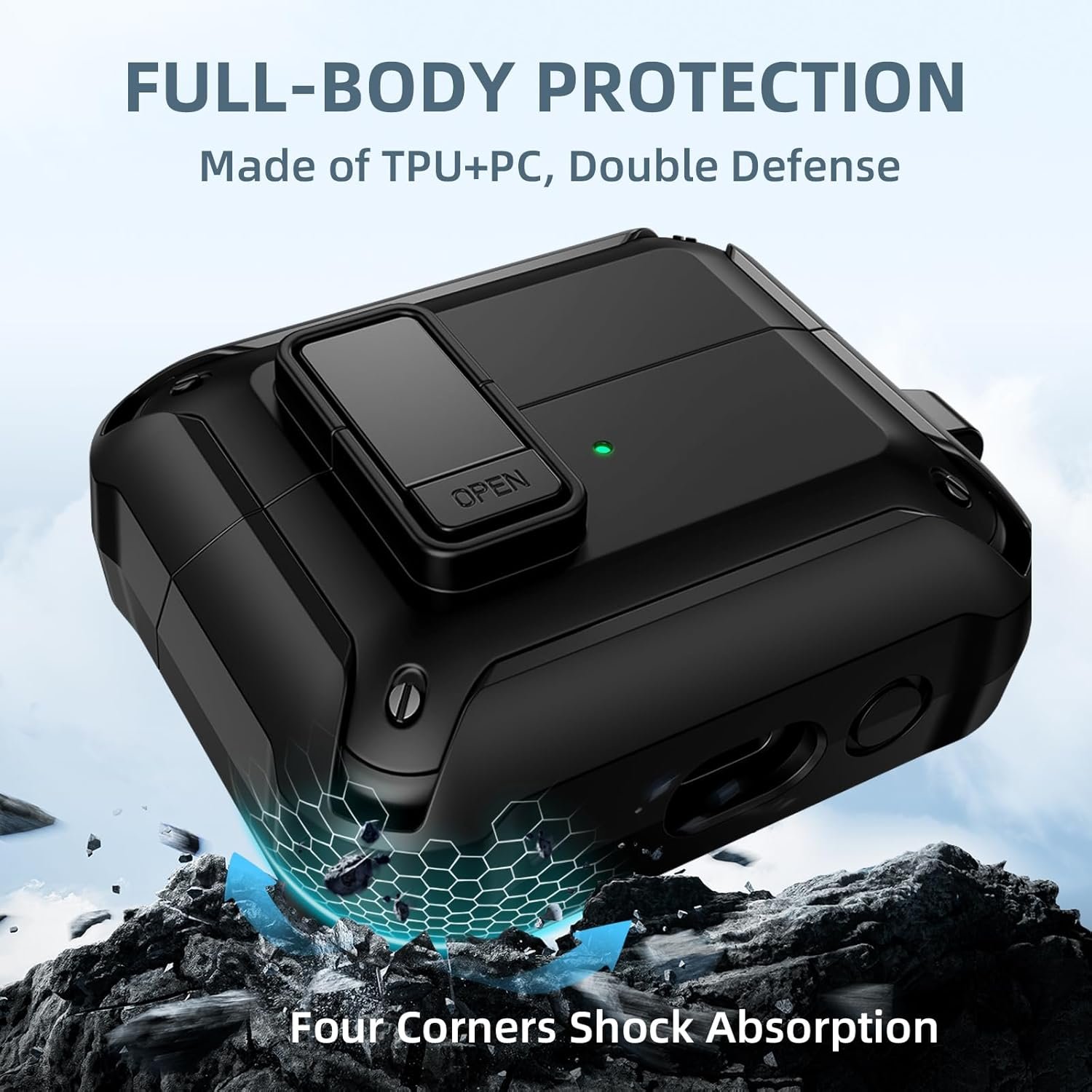 GEAK Case Compatible with Galaxy Buds 3 Pro Case/Samsung Galaxy Buds 3 Case with Carabiner & Cleaning Kit, Full Protective Hard Cover Shell with Secure Lock Clip for Galaxy Buds 3 Men Women, Black - Image 4