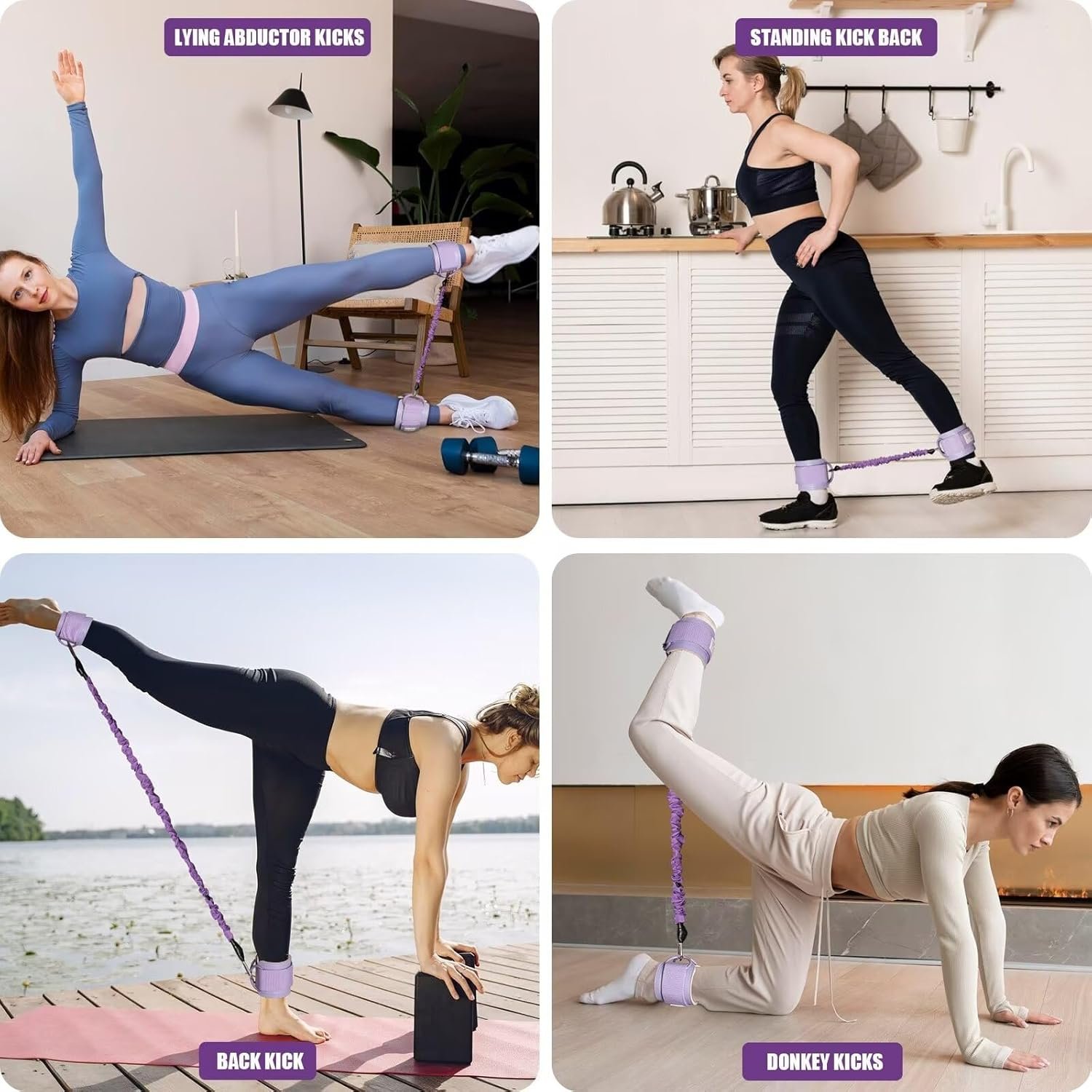 Ankle Resistance Bands with Cuffs, Ankle Weights for Leg Butt, Ankle Resistance Band for Kickbacks Hip Fitness Training, Glutes Workout Equipment - Image 7