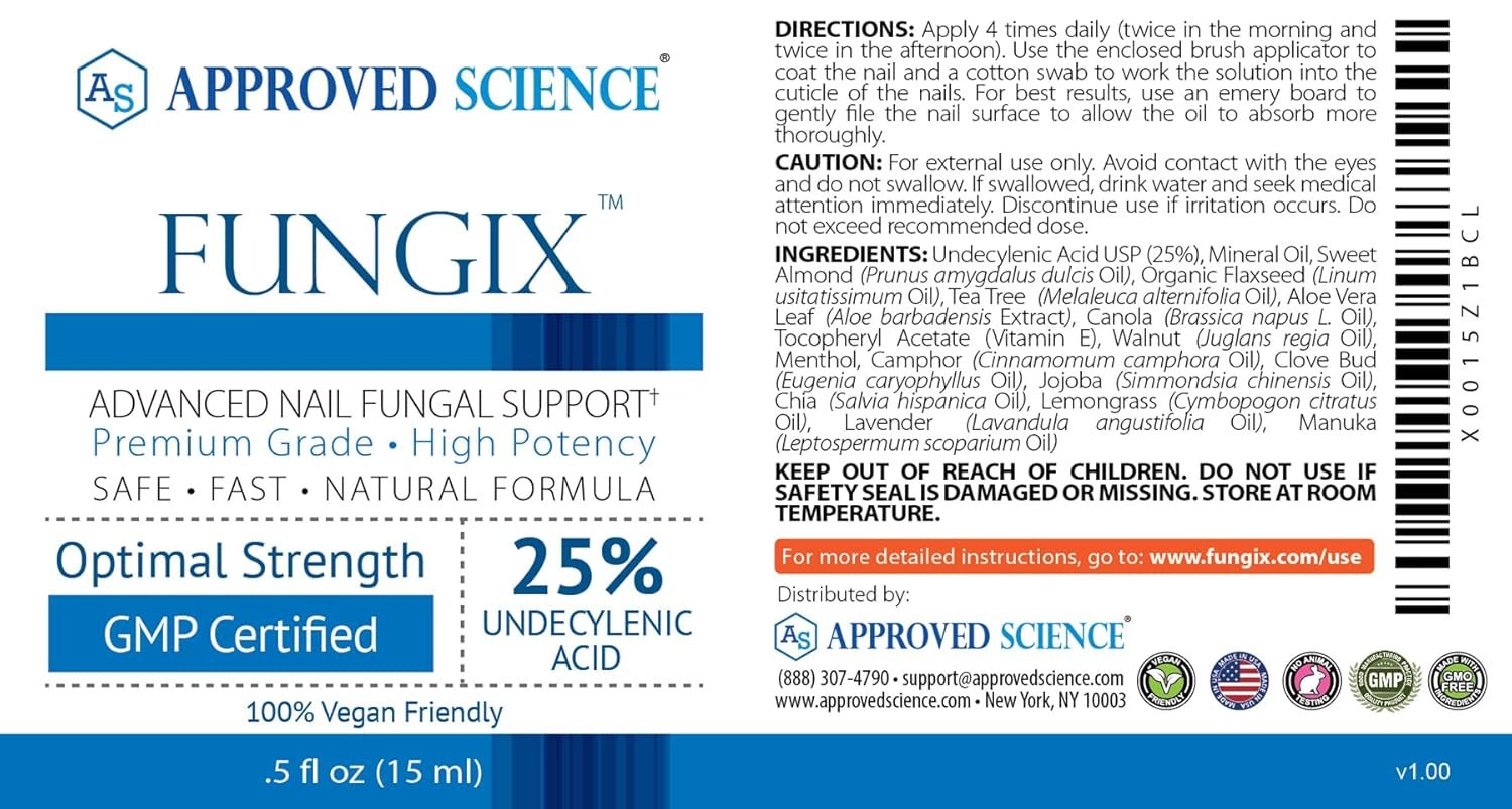 Approved Science Fungix - Nail Fungus Formula - With Tea Tree Oil, 25% Undecylenic Acid, Vitamin E - Pack of 1 - All Natural, Vegan Friendly - Image 4