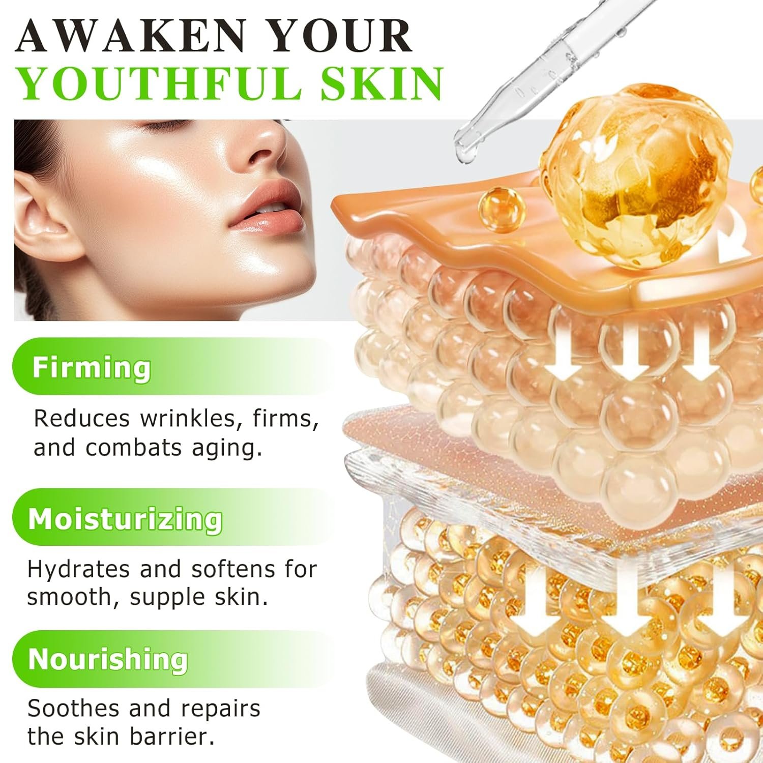 Vitamin C Serum,Anti Aging Facial Serum with Vitamin C,Reduce Dark Spots - Acne & Wrinkles, Brightening Serum, Even Skin Tone, Eye Area, Boost Skin Collagen,Hydrate & Plump Skin 60ml (1pcs) - Image 4