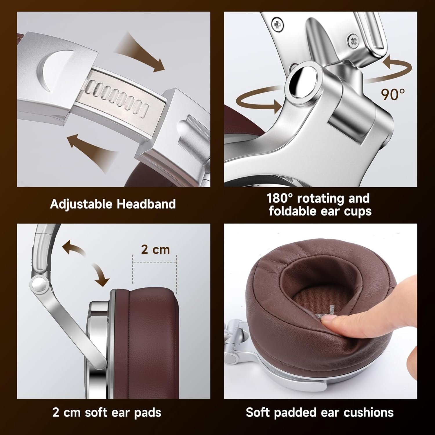 OneOdio Pro-30 Over Ear Headphone, Wired Premium Stereo Sound Headsets with 50mm Driver, Foldable Comfortable Headphones with Protein Earmuffs and Shareport for Recording Monitoring Podcast PC - Image 6