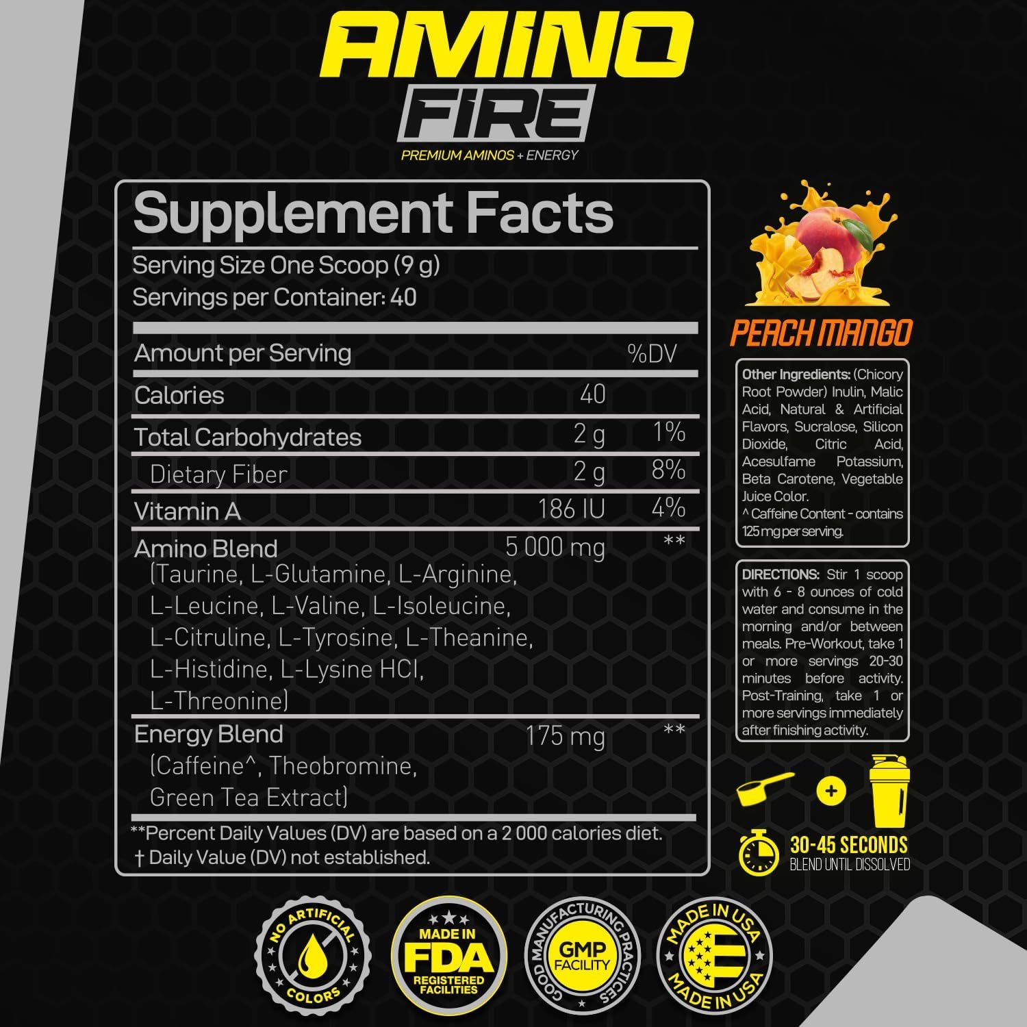 Forzagen Amino Fire | Essential Amino Energy Powder for Pre-Workout | BCAA Energy Boost & Muscle Recovery Drink Mix, Enhance Focus & Concentration, Dietary Supplement | Peach Mango, 40 Servings - Image 4