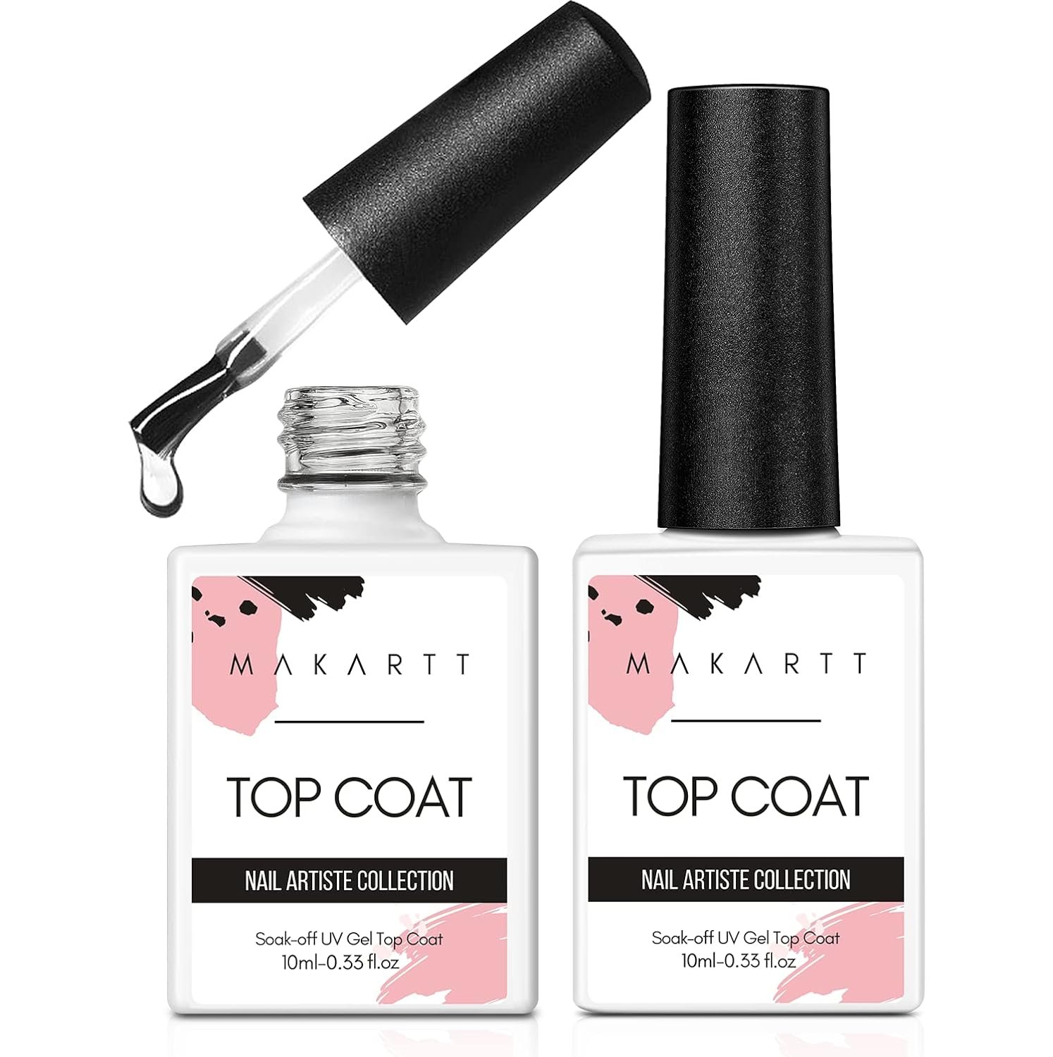 Makartt Gel Top Coat - No Wipe Top Coat Glossy Shine Finish Long Lasting 10ML Soak Off Nail Clear UV Nail Lamp Gel for Gel Nail Polish Salon Quality Nail Art Design for Home Use Beauty Gift - Image 2