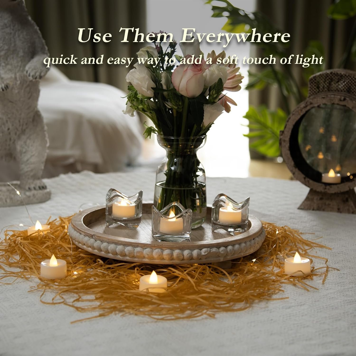 Amagic 30Pcs Flickering Flameless Tea Lights Battery Operated, 200+ Hours Long Lasting Electric Candle for Wedding Table Centerpiece, Home Decor, Gift, Holiday Decor - Image 4