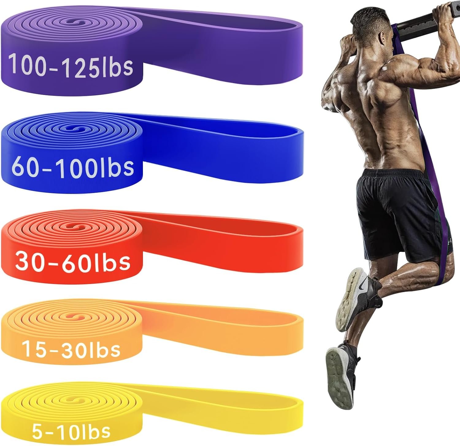 HAPBEAR Pull Up Assistance Bands - Resistance Band - Pull Up Bands - Exercise Bands Resistance Bands Set of 5 - Workout Bands for Working Out, Stretching, Physical Therapy, Muscle Training - Image 2