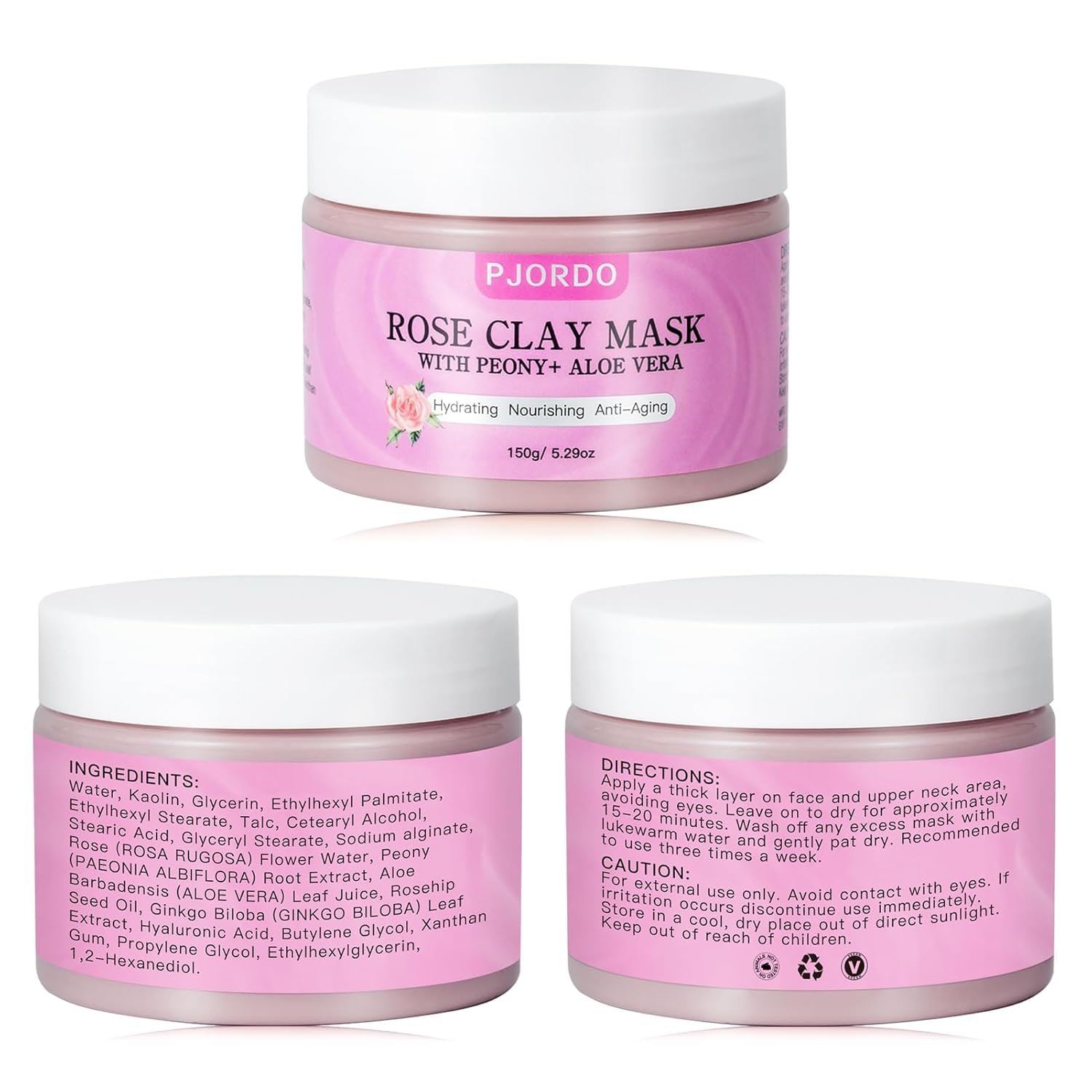Rose Clay Mask, Skin Care Face Mask, Pink Clay Mask with Mask Brush for Deep Cleansing, Anti-Acne, Refining Pores Soothing and Brightening, Spa Facial Mask Gifts for Women - Image 9