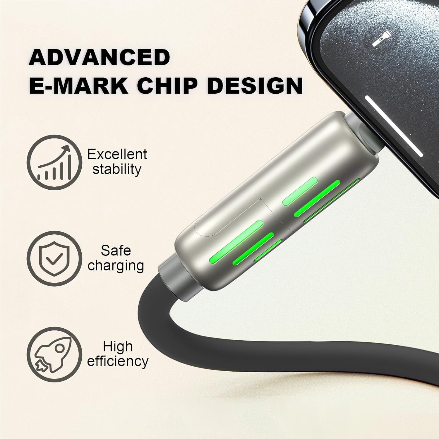 240w 4-in-1 USB C Cable,Multi Charger Cable with Breathing Light, PD 5A Multi Fast Charging & Data Sync Silicone Compatible for iPhone Samsung Laptop Multi Device Charging,4FT(Black) - Image 4