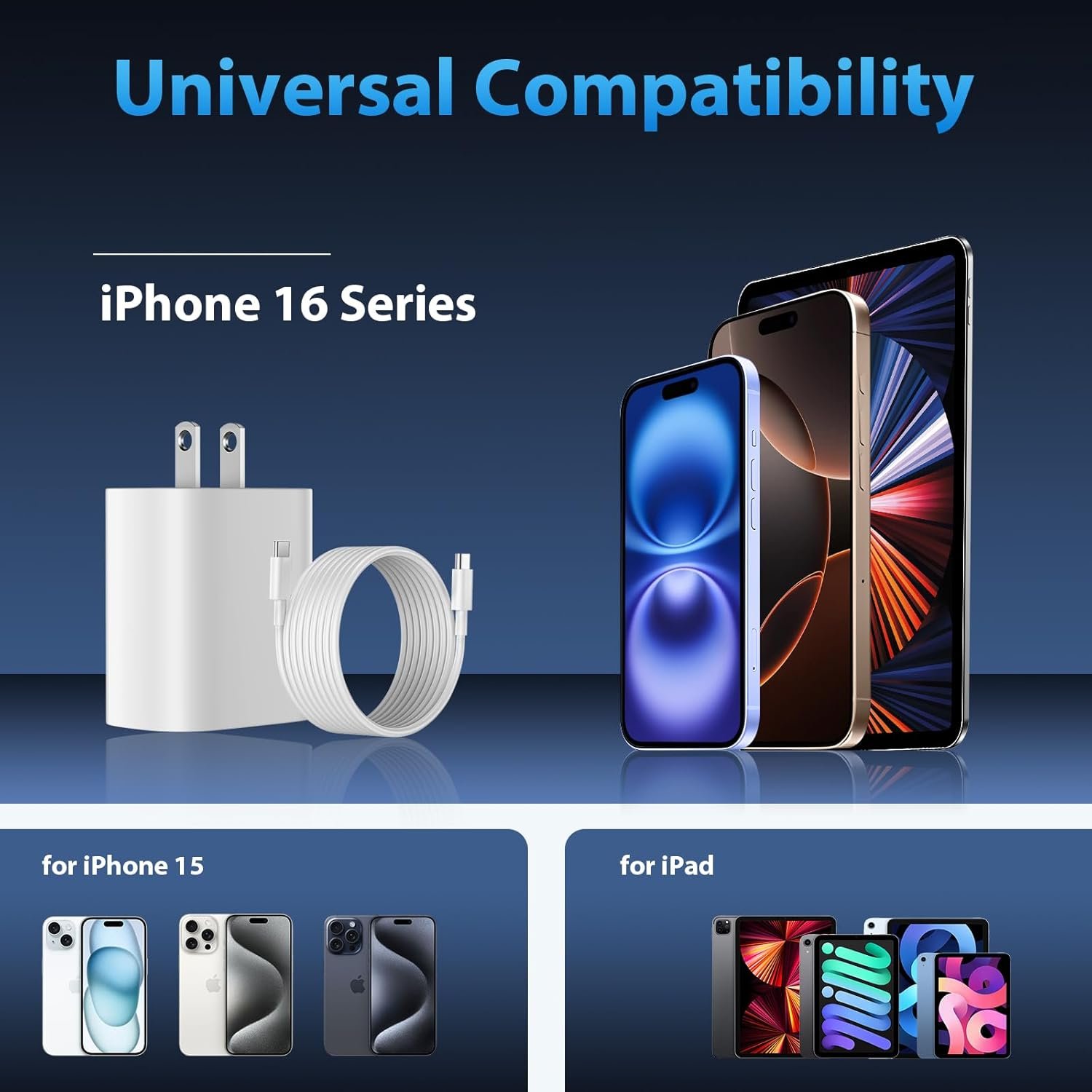 iPhone 16 15 Pro Max Charger Fast Charging,20W USB C Fast Charger Block iPhone 16 15 Charger Cord 10FT Long USB C Charging Cable for iPhone 16 15 Pro Max/15 Pro/15/15 Plus,iPad Pro 12.9"/11",iPad Air - Image 6